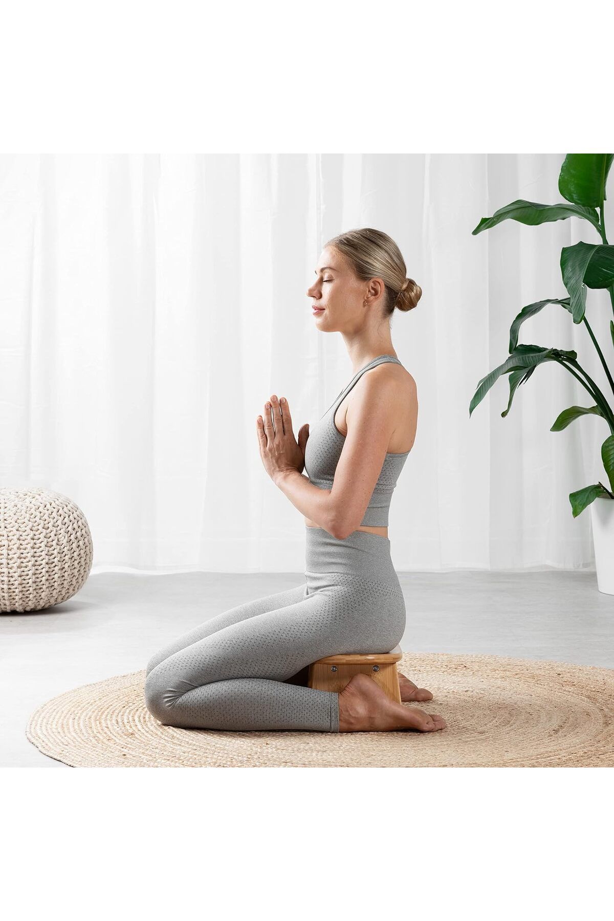 Navaris Bambu Meditasyon Taburesi - Ergonomik Yoga Taburesi