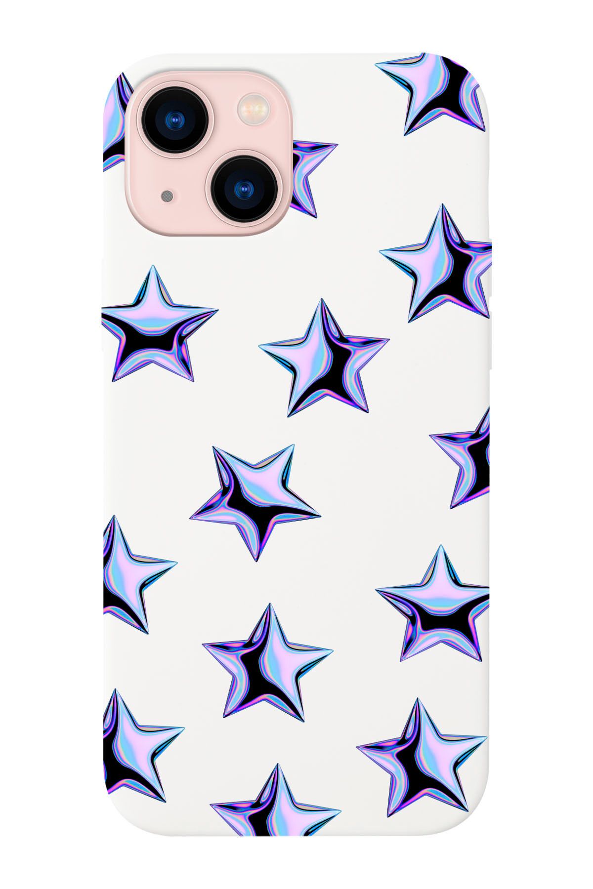 shoptocase Iphone 14 PLUS Uyumlu Mor Yıldızlar Desenli Lansman Silikon Telefon Kılıfı