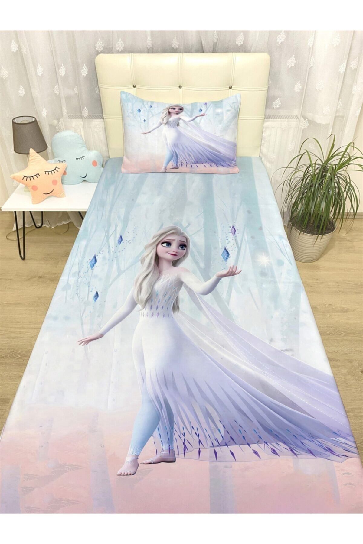 Rual Bebek& Çocuk OdasıBeyaz Elsa 2 Desenli Yatak Örtüsü Ve Yastık