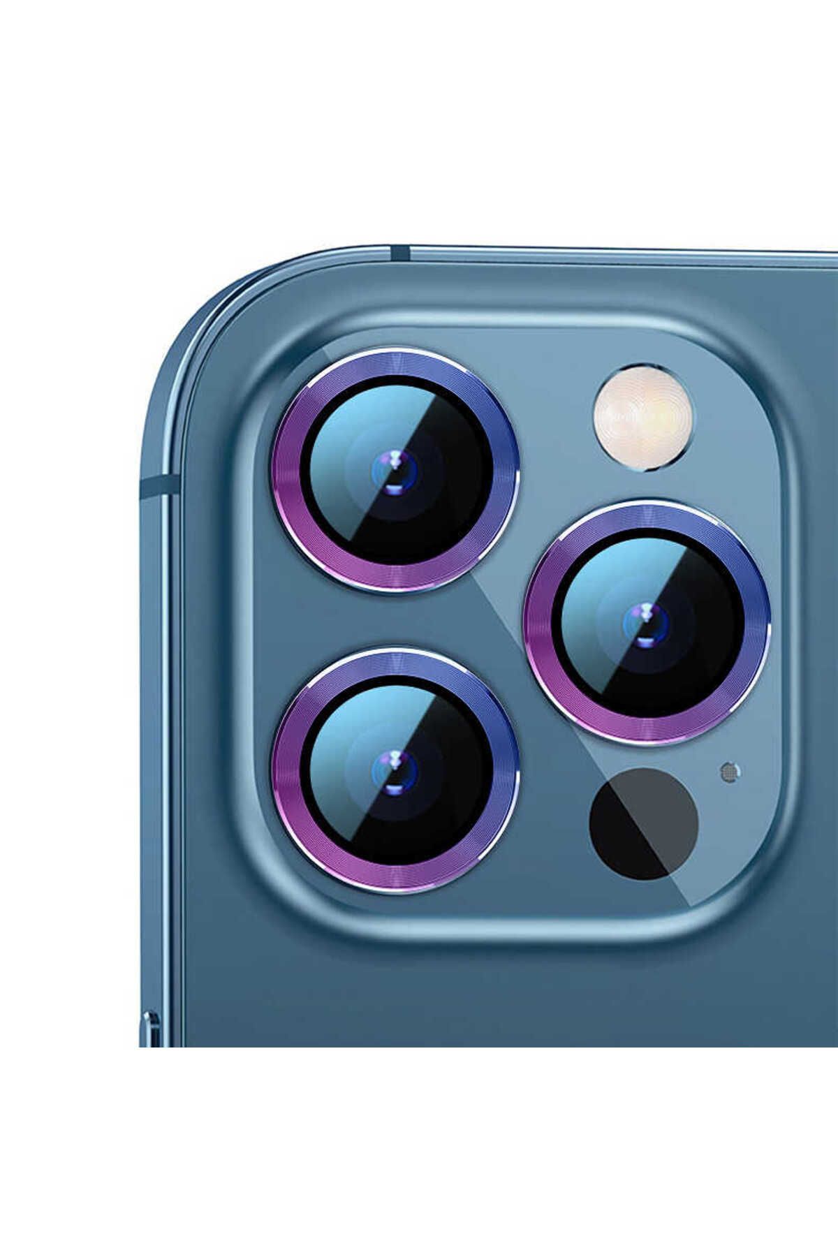 Genel Markalar iPhone 12 Pro Max Uyumlu Zore CL-02 Kamera Lens Koruyucu-Colorful