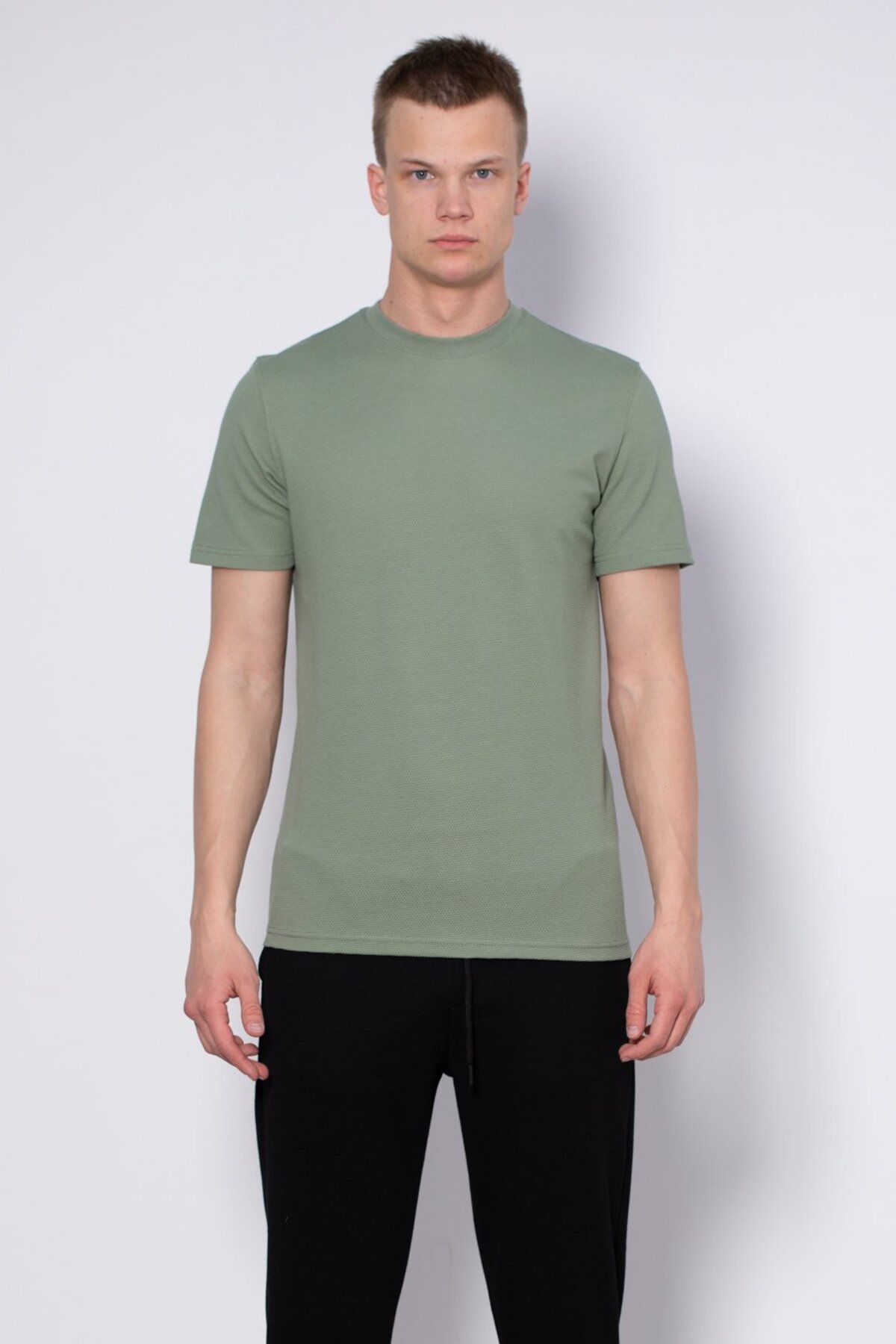 BARRELS AND OIL Petek Desen Regular Fit T-Shirt - Elma Yeşili