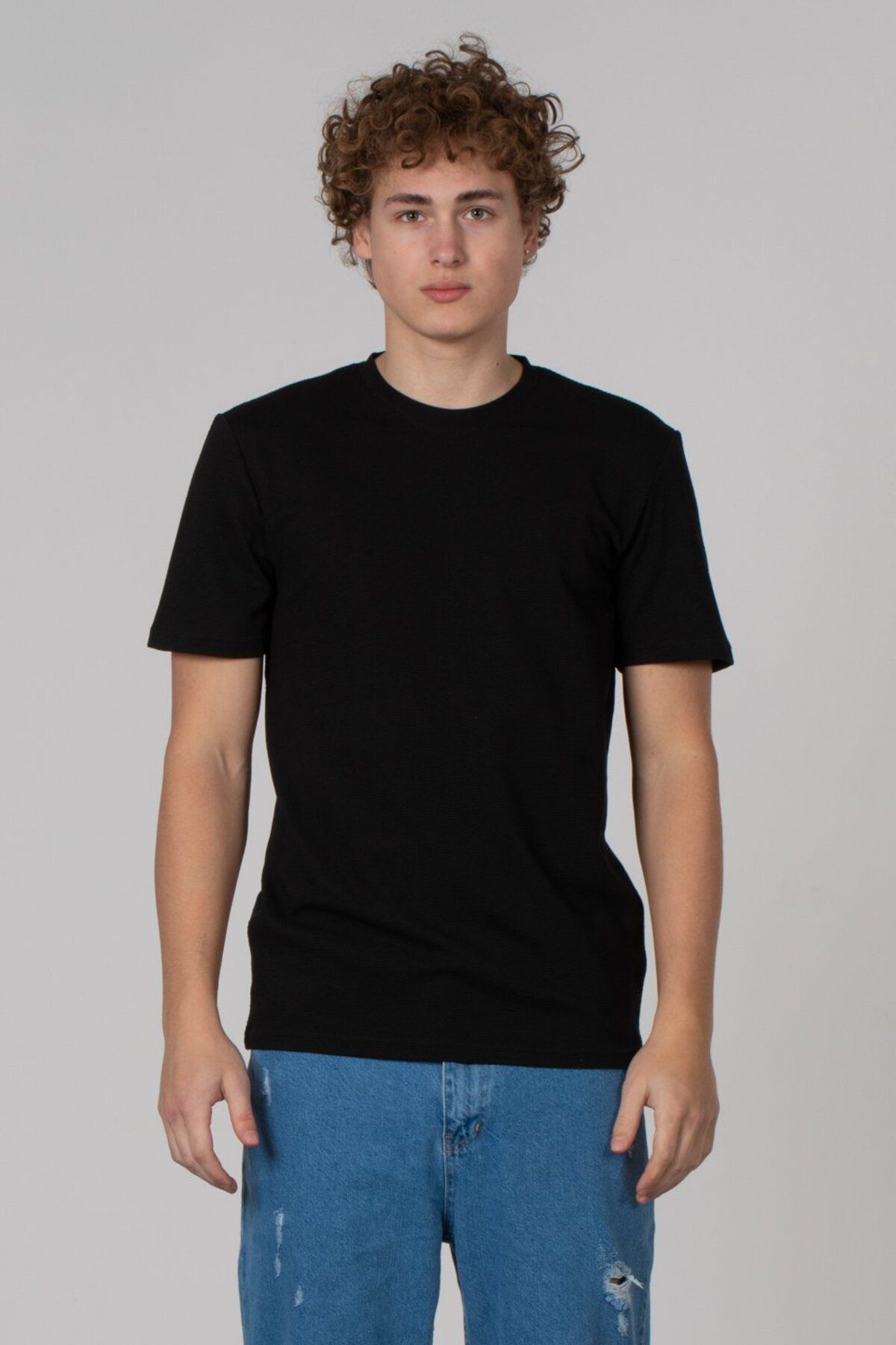 BARRELS AND OIL Petek Desen Regular Fit T-Shirt - Siyah