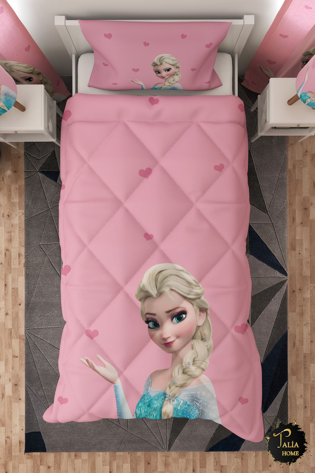 Talia Home Elsa Desenli Elsalı Tek Kişilik Çocuk Yorganı Uyku Seti