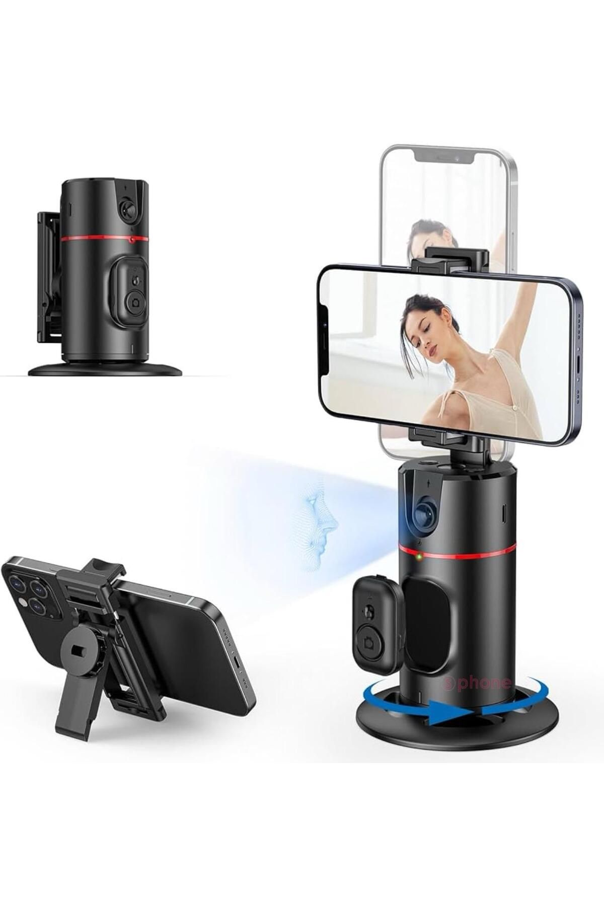 Sphone Yapak Zeka Telefon Tutucu Tripod Yüz Vücut Takipli Sensör 360 Dönebilen Tiktoker Youtuber Yayıncı