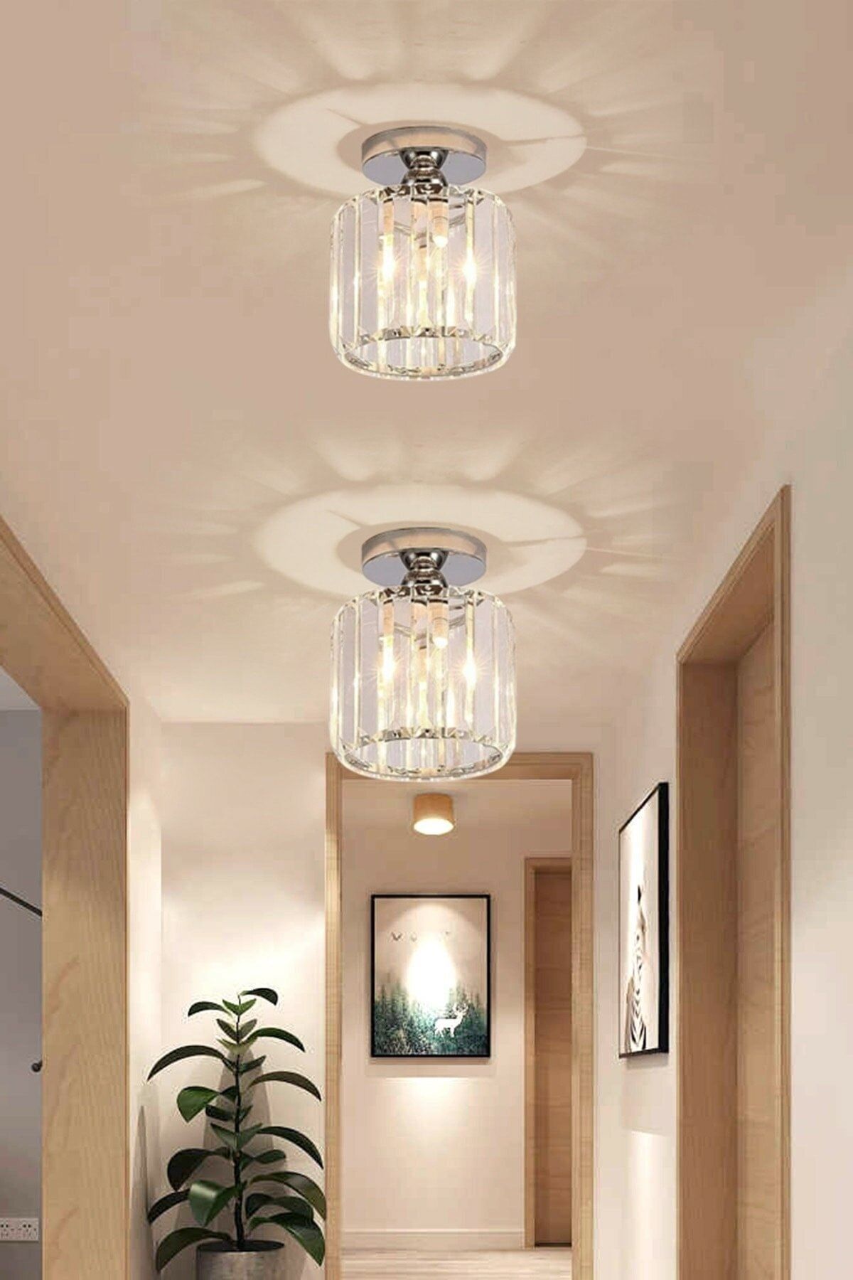 Ultra Home Arosa Model Luxury Koridor Salon Hol Antre Çocuk Odası Mutfak Plafonyer Şık Lüks Krom Avize