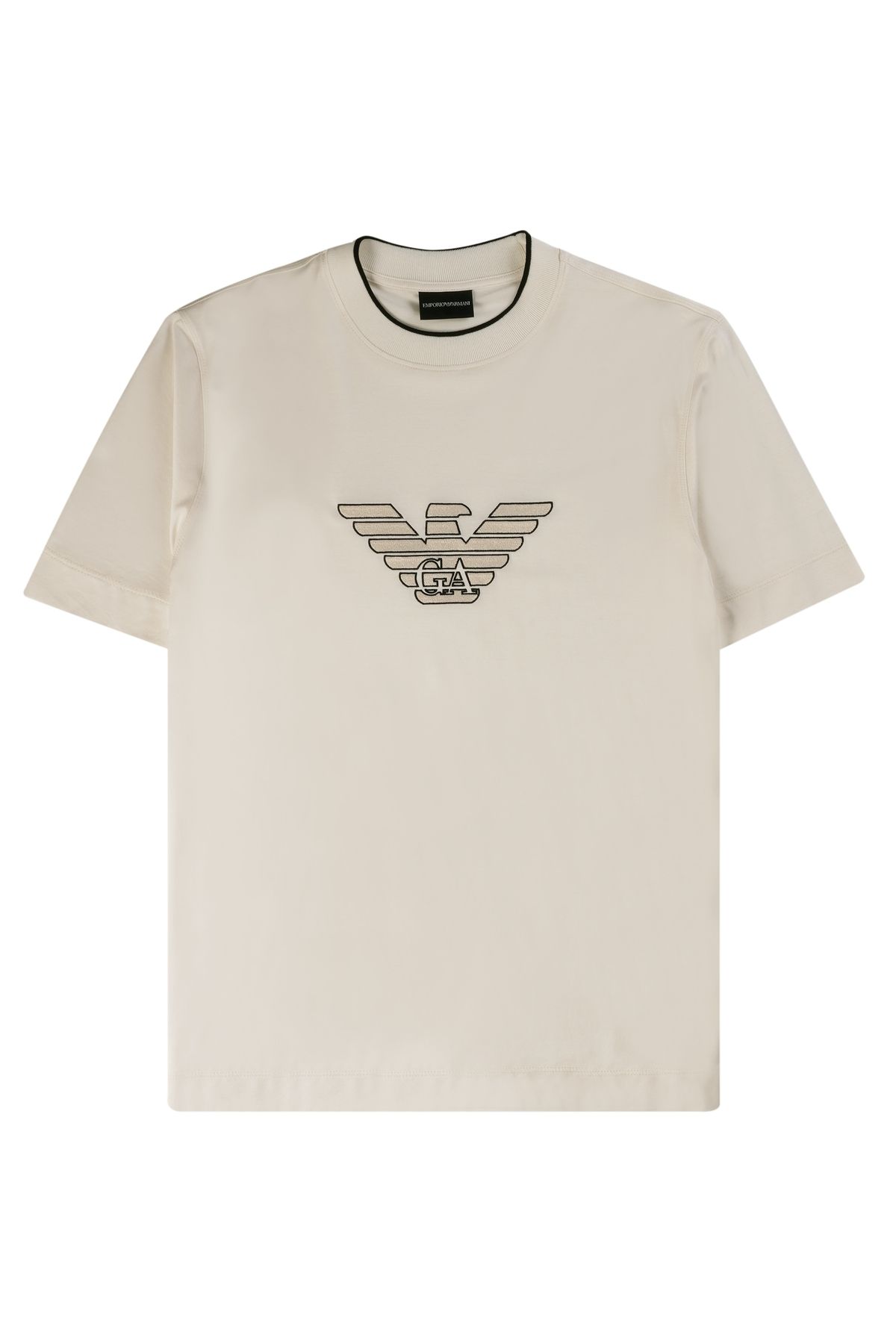 Emporio Armani Erkek Logolu Kısa Kollu Pamuklu Ekru T-Shirt 3D1TD4 1JUVZ-01A8