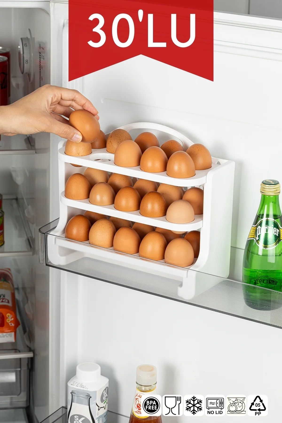 Open Home Concept 3 Katlı Buzdolabı İçi Yumurtalık Organizeri