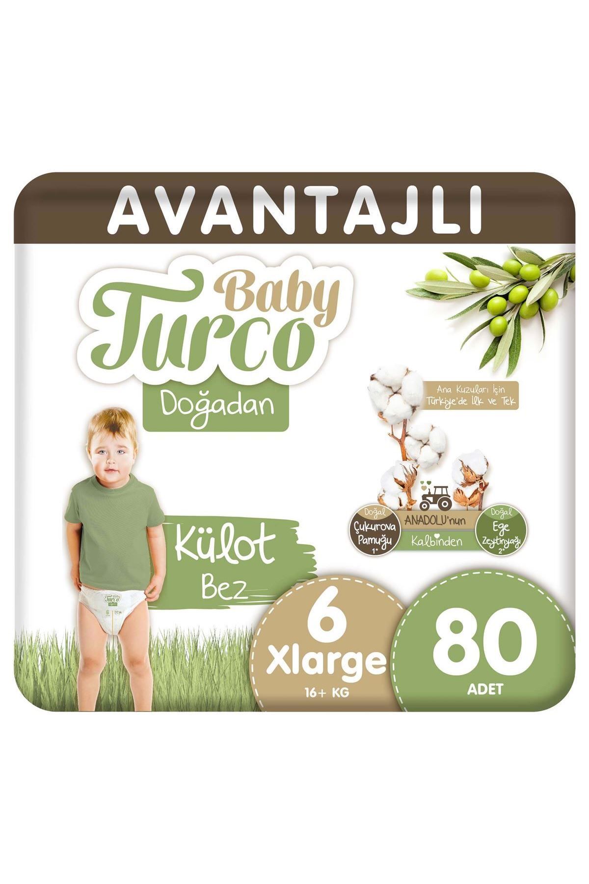 Baby Turco Doğadan Avantajlı Külot Bez 6 Numara Xlarge 80 Adet