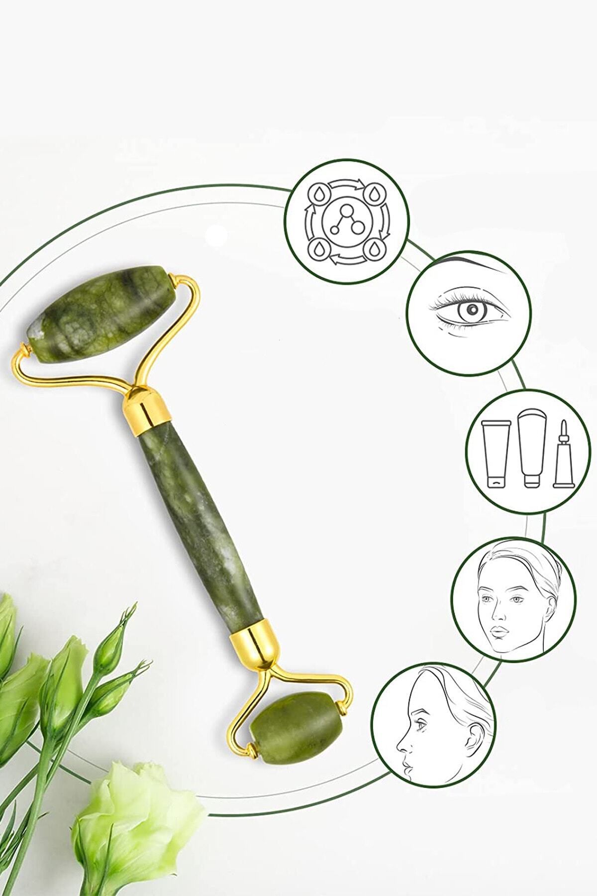 Benefse Yeşim Taşı Jade Roller Cilt Masaj Taşı %100 Doğal Göz Masaj Aleti Plazma Pen Face Roller