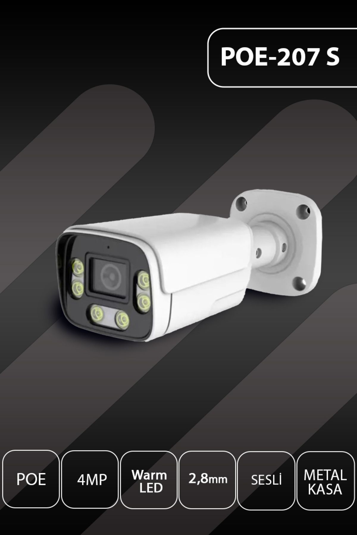 HS IP-207S 4MP POE 2.8MM WARM LED Metal Bullet SESLI Güvenlik Kamerası