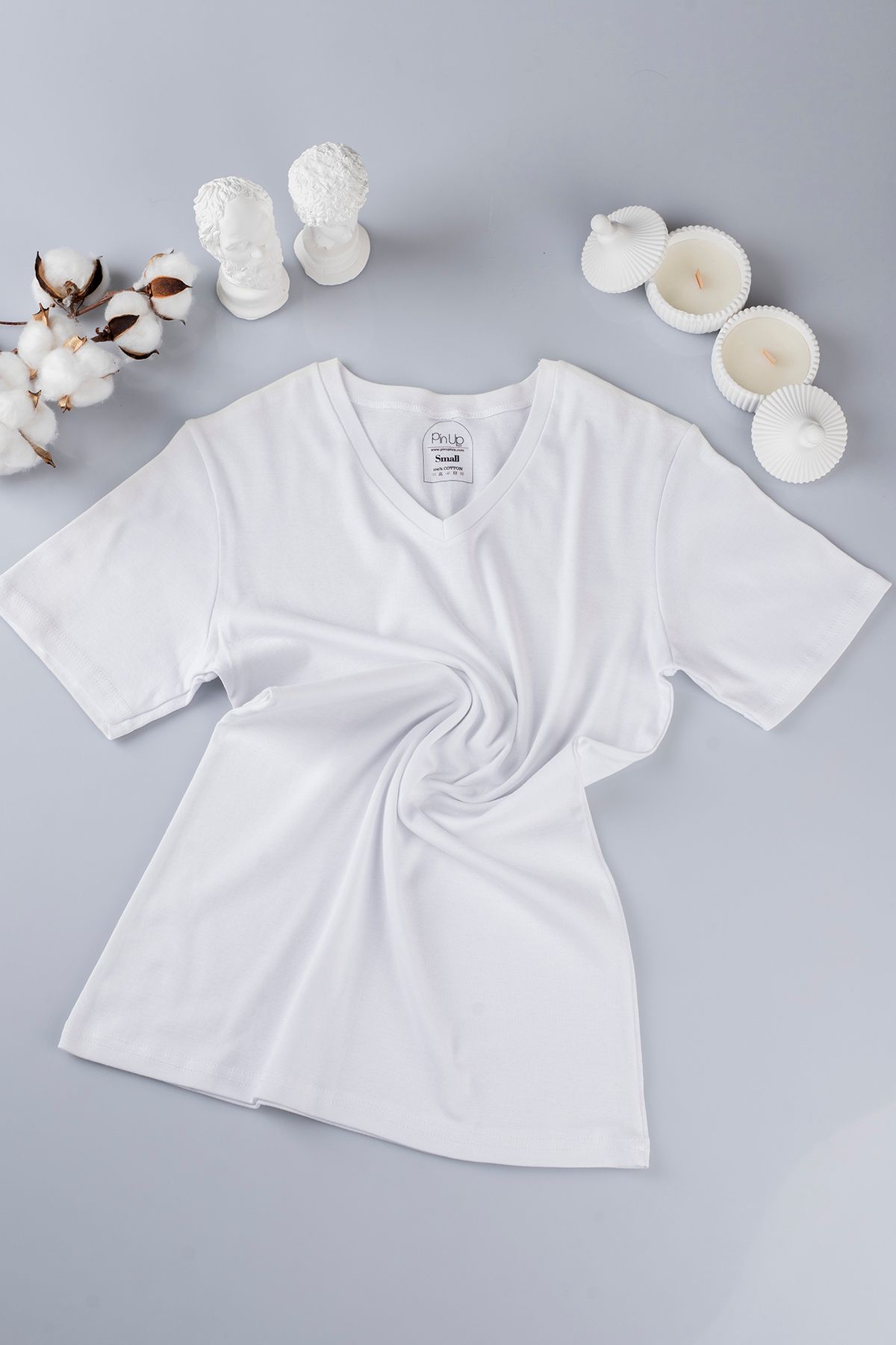AYD UNDERWEAR %100 Pamuk Erkek Beyaz V Yaka T-shirt / Fanila