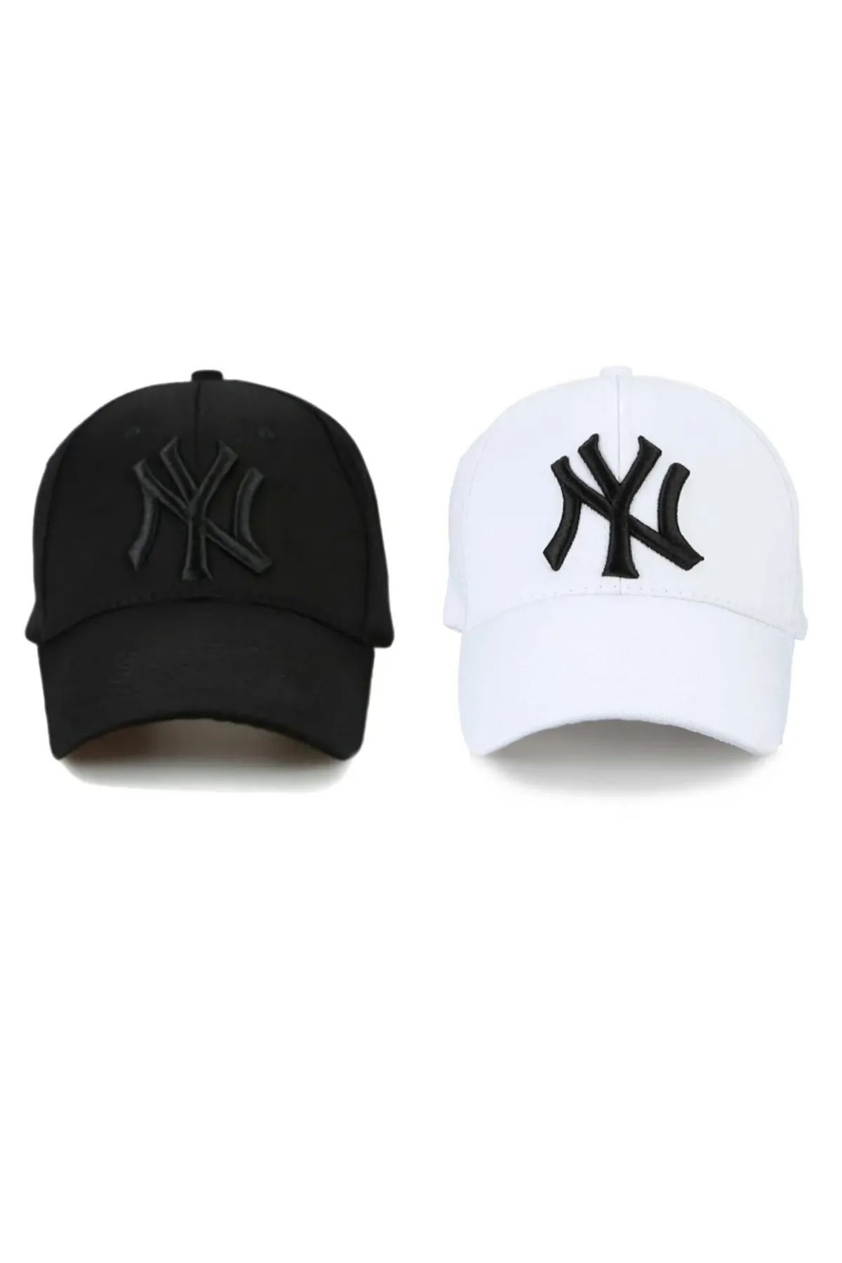 derikem 2 Adet Spor Şapka Arkası Çırtlı Ayarlanabilir Unisex Siyah Beyaz
