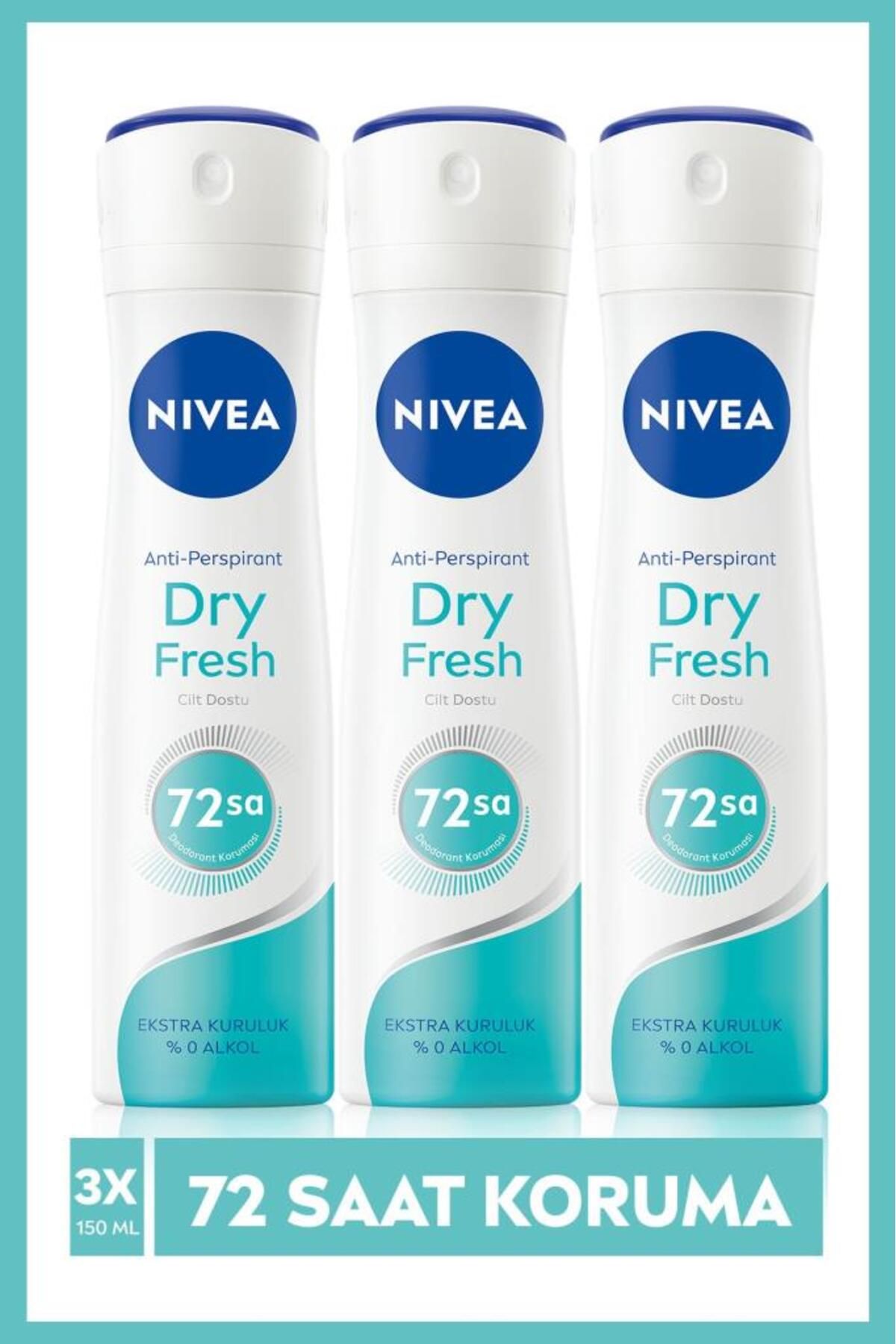 NIVEA Kadın Sprey Deodorant Dry Fresh,48 Saat Koruma,150mlx3