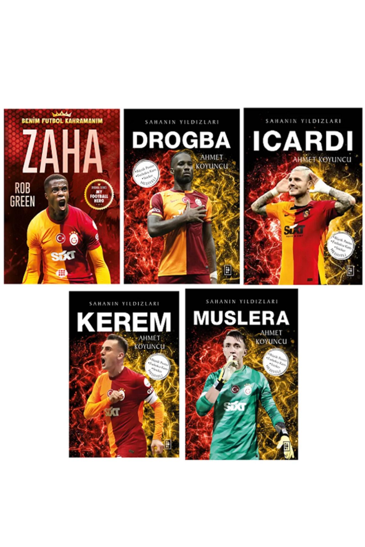 Dokuz Yayınları Sahanın Yıldızları DROGBA KEREM İCARDİ - ZAHA ( Büyük Poster Stcker Futbolcu Kartı HEDİYE ) 5 KİTAP