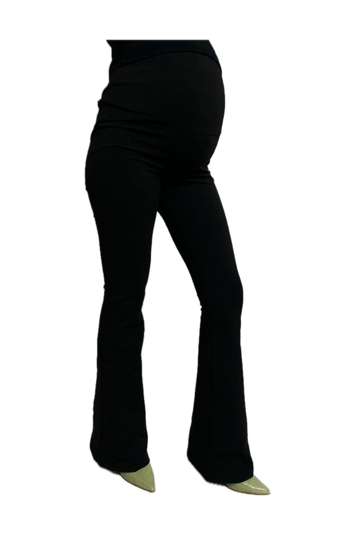 Modoo Tekstil Hamile Siyah Dalgıç Kumaş İspanyol Paça Pantolon