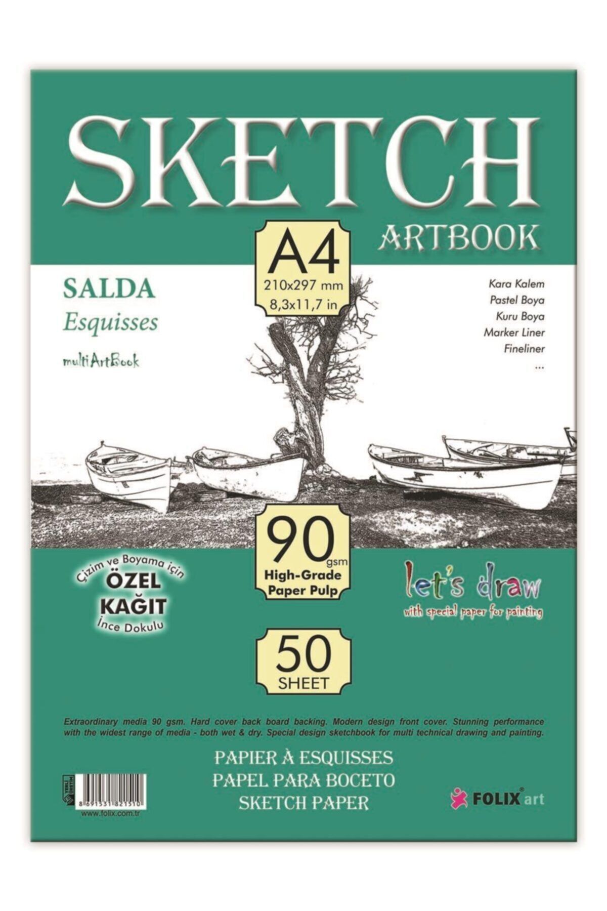 Etika Sketchbook Salda A4 Tutkallı 90gr Beyaz 50 Yaprak