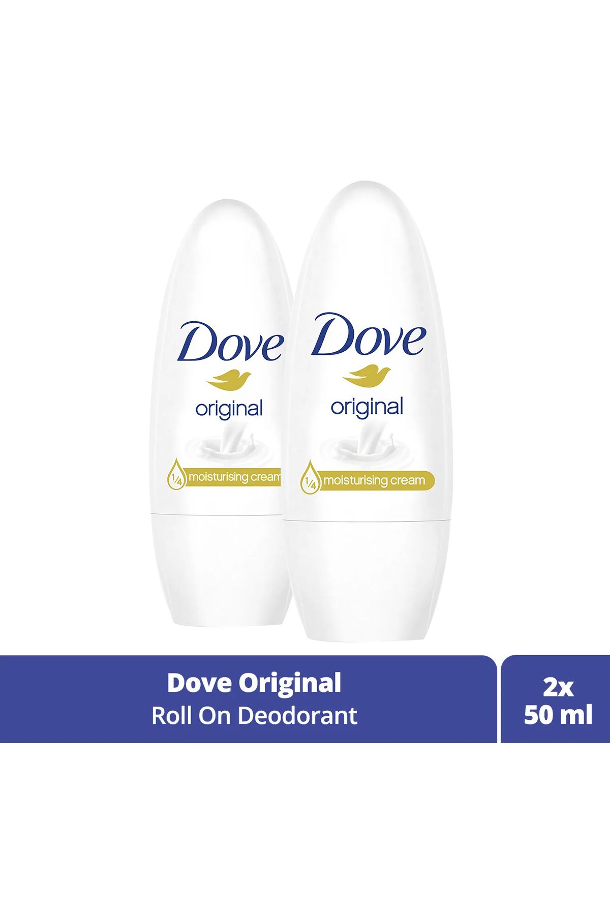 Dove Kadın Roll On Deodorant Original 1/4 Nemlendirici Krem Etkili 50 ml X2 Adet