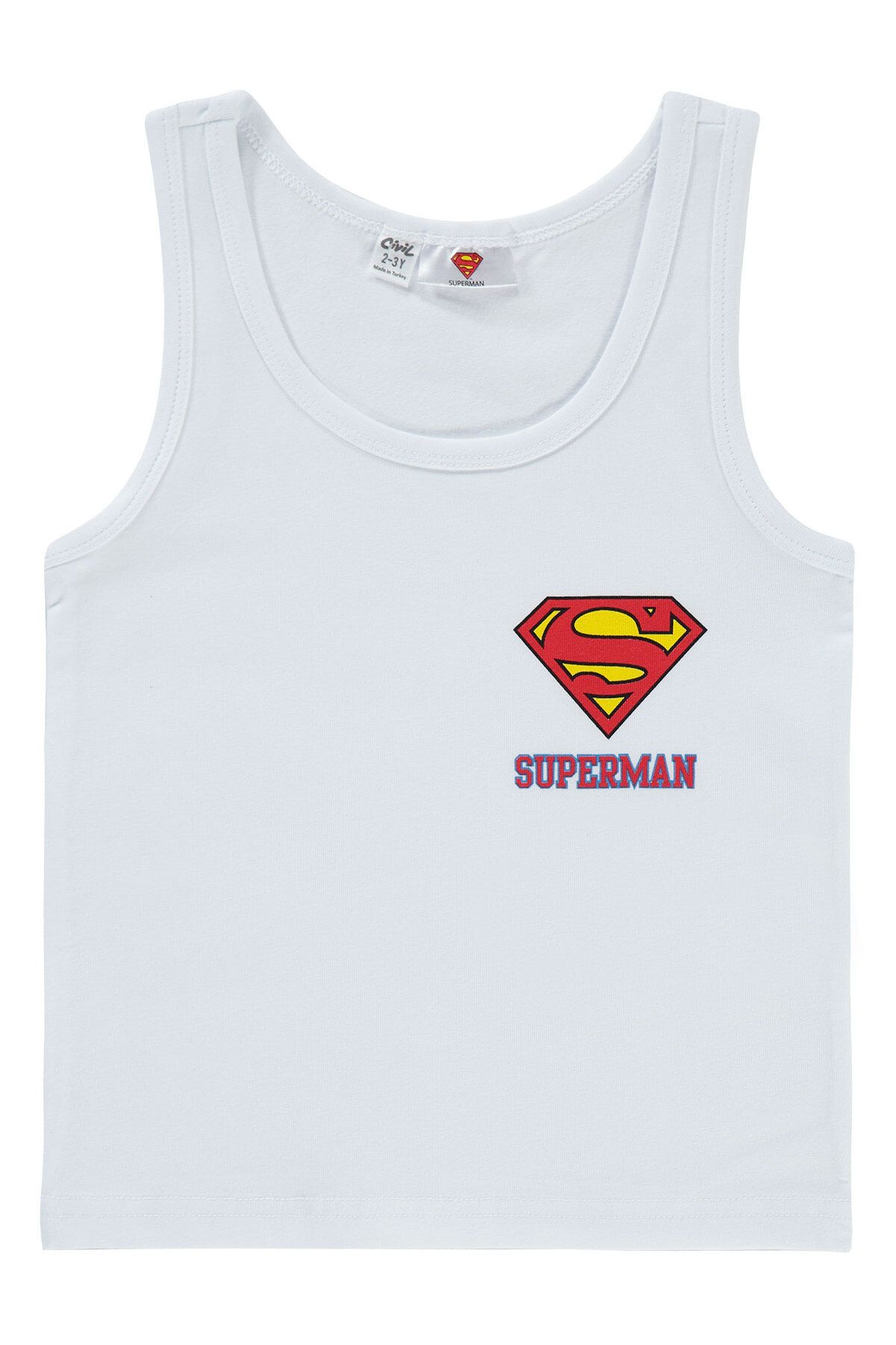 Superman Süperman Erkek Çocuk Atlet 2-10 Yaş Beyaz