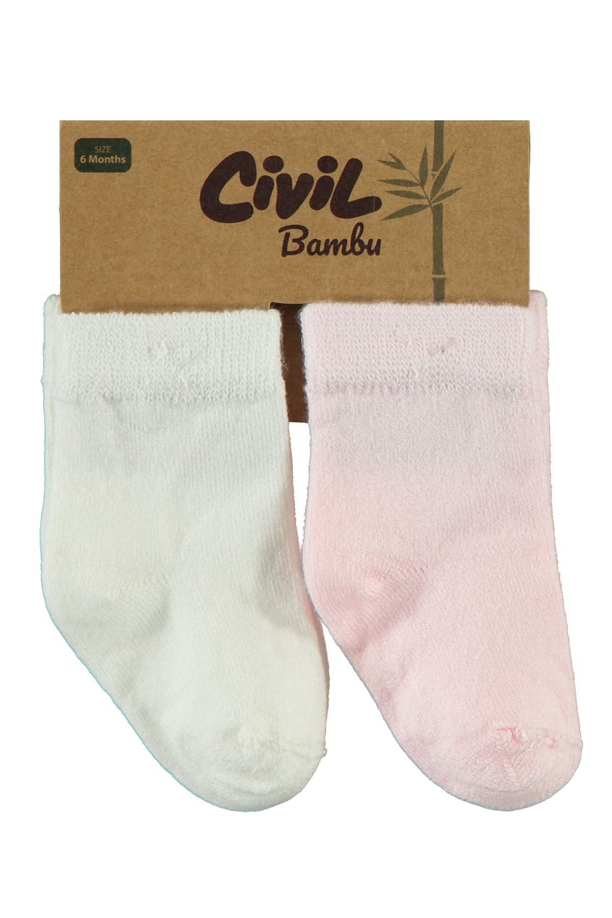 Civil Baby Bebek 2'li Bambu Çorap Set 6-18 Ay Ekru-pembe