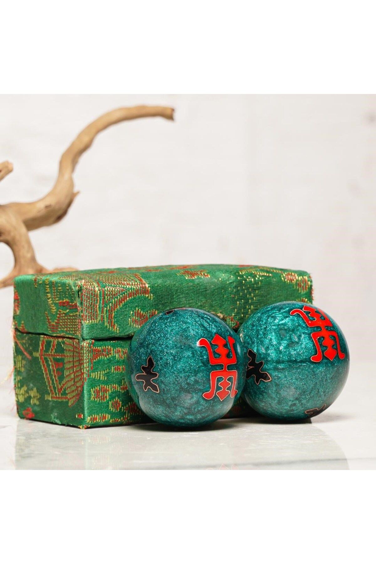 Mitr Longevity Temalı Yeşil Zen Meditasyon Baoding Topu