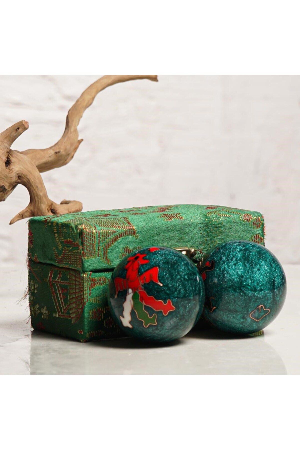 Mitr Dragon Temalı Yeşil Zen Meditasyon Baoding Topu