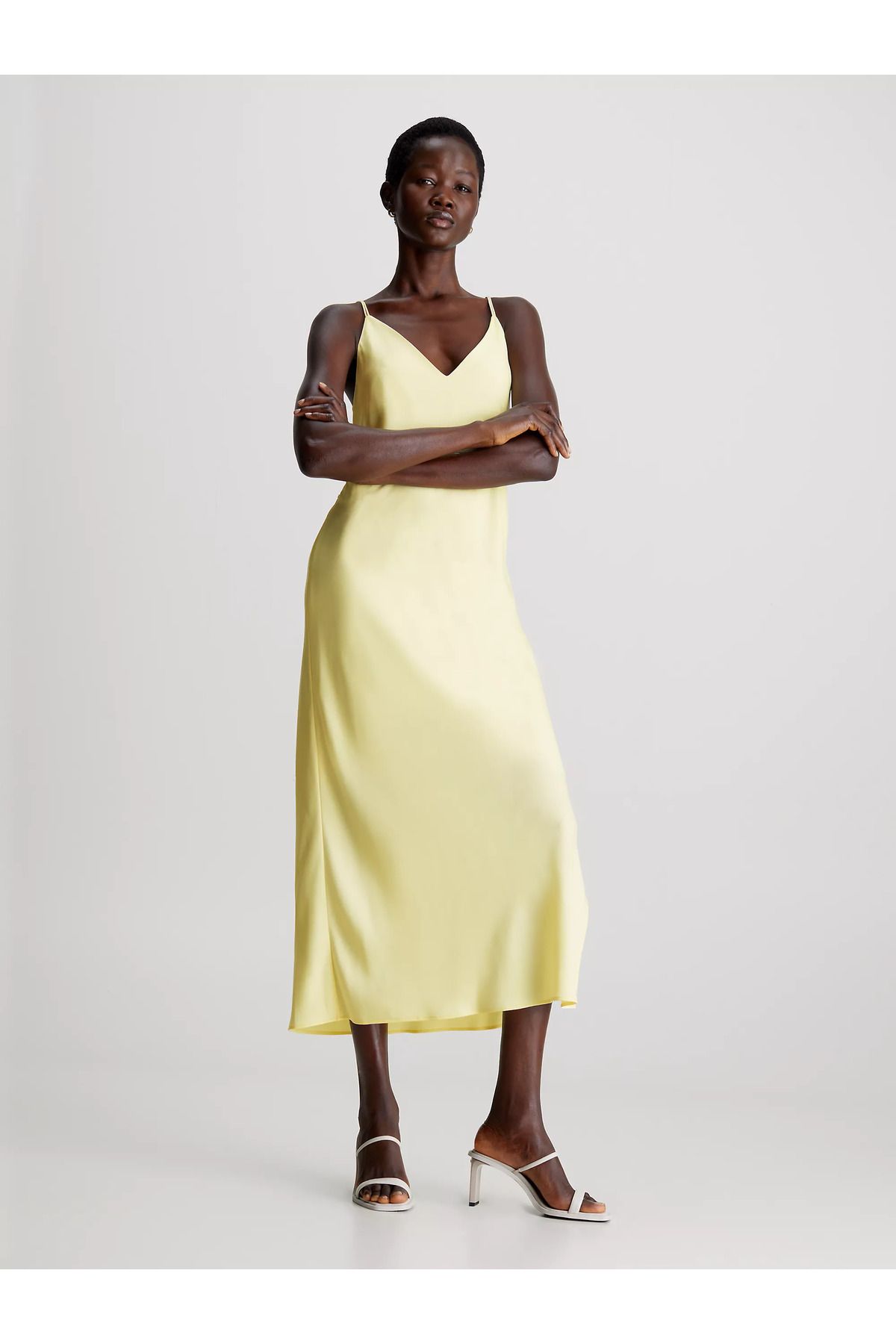 Calvin Klein Kadın Logolu Rahat Günlük Sarı Elbise K20K206776-ZHH