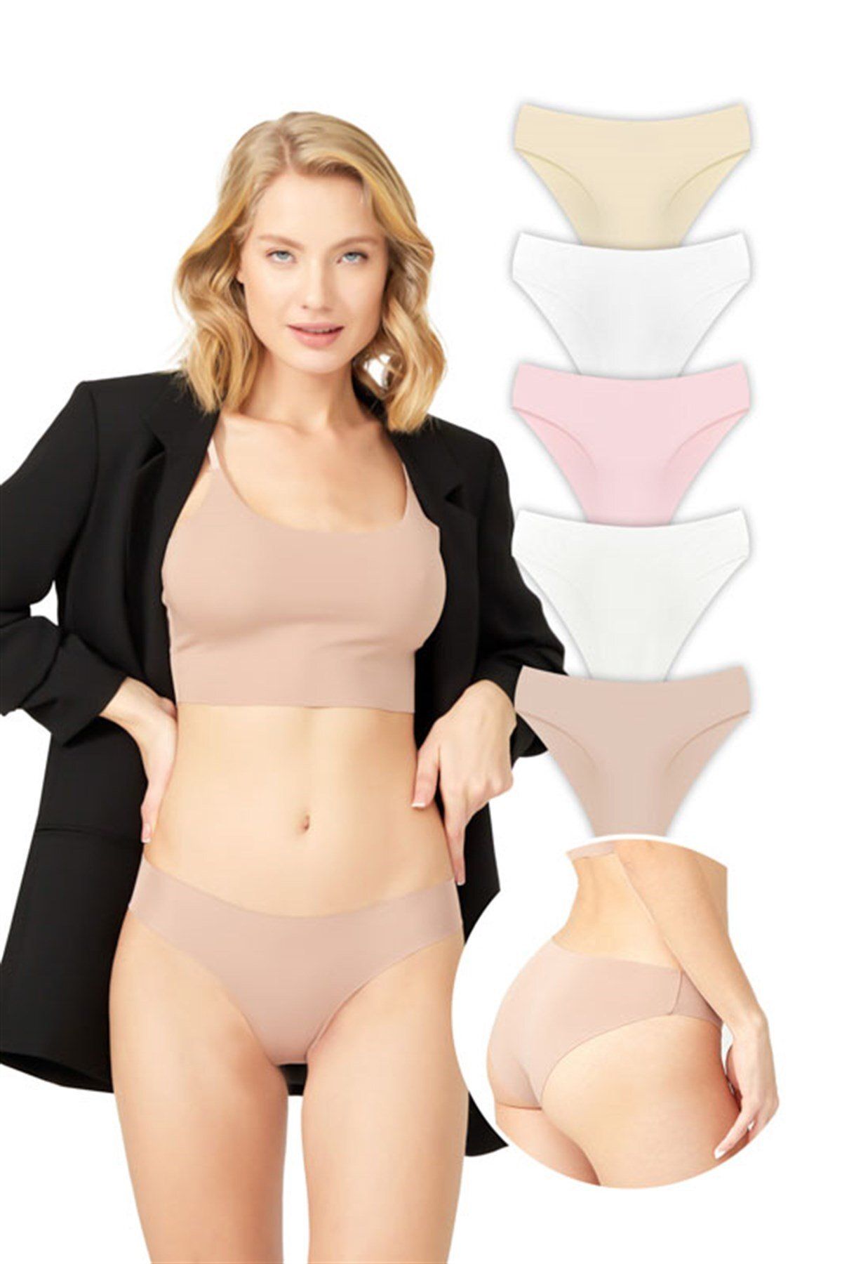 Cottonhill Basic İz Yapmayan Lazer Kesim Kadın Bikini Külot 5'li Paket