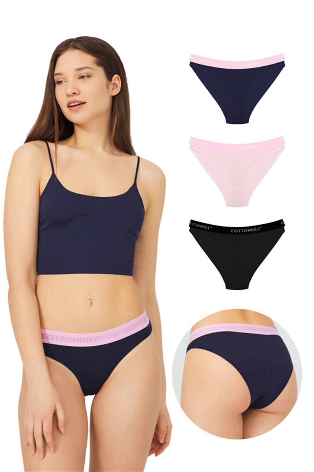 Cottonhill Pamuklu Basic Kadın Bikini Külot 3'lü Paket - 5
