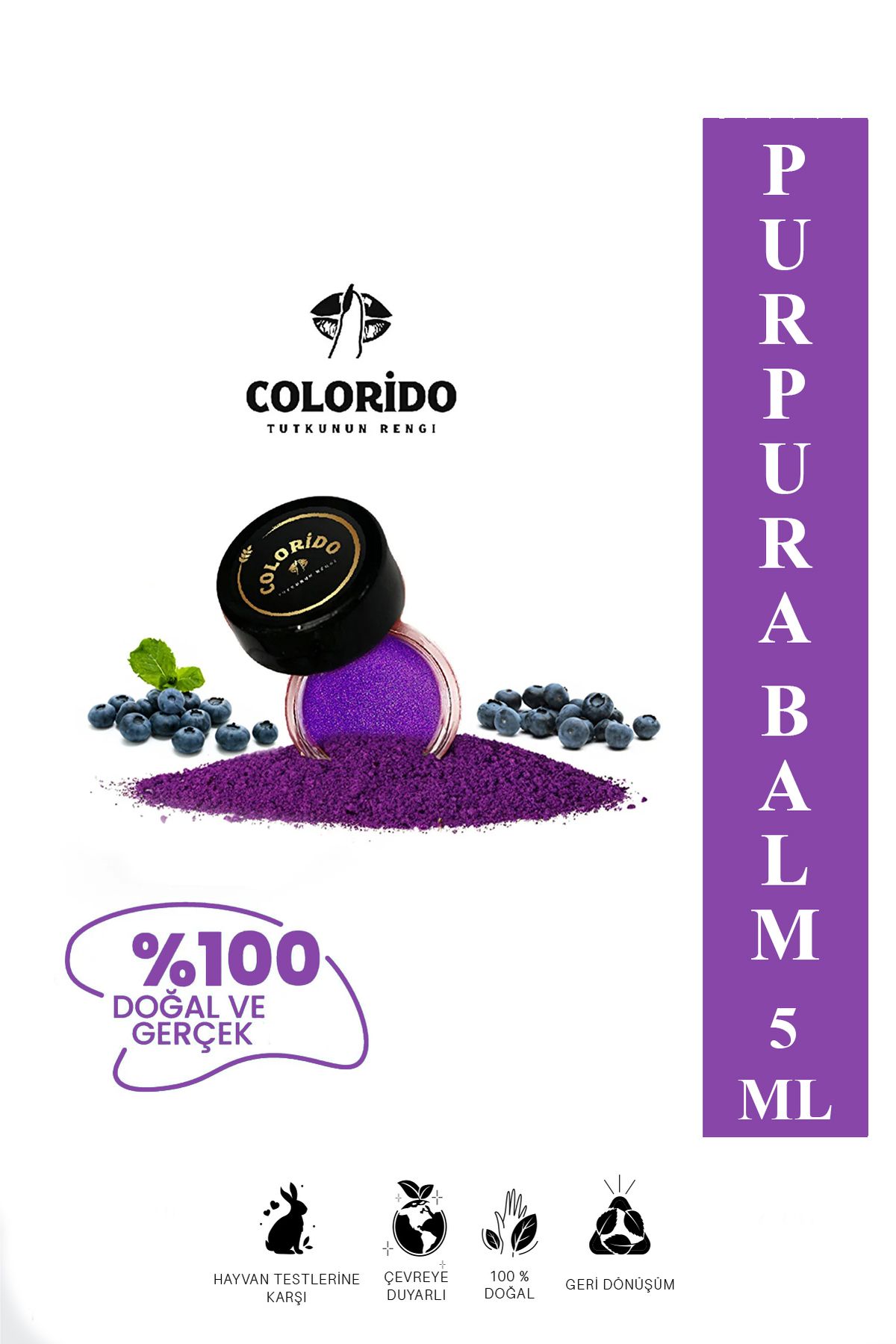 Colorido Kozmetik Colorido Purpura Nemlendirici - Antioksidan Işıltı Veren Balm (Doğal İçerikli Ruj - Far - Allık)