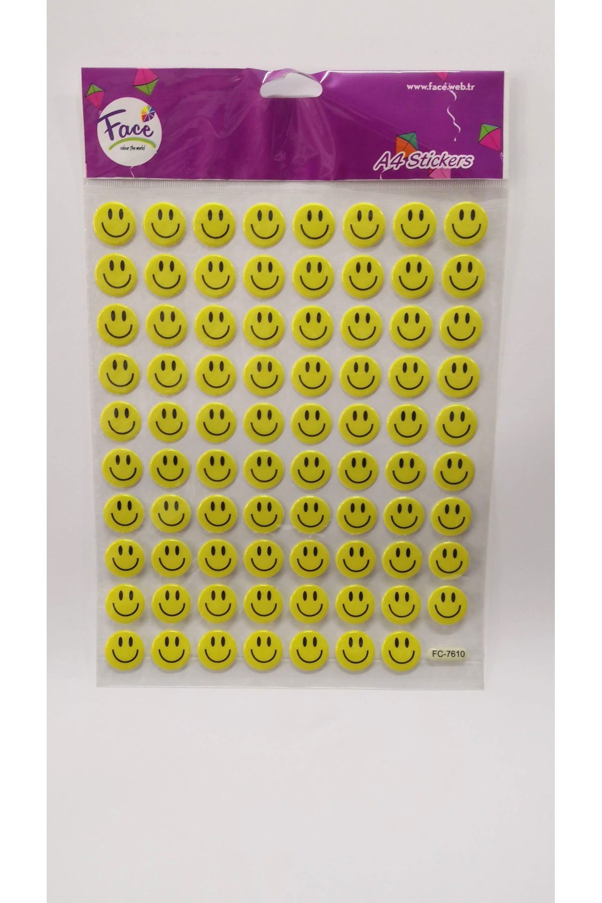 Face Sarı Gülenyüz Kabartmalı Resimli Stickers Etiket
