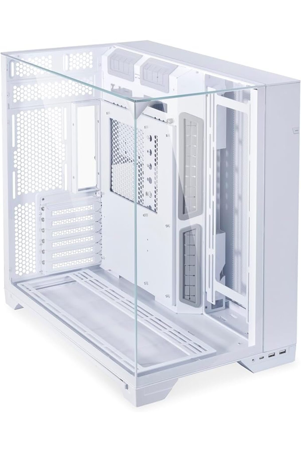 Lian Li O11 Vision Beyaz Alüminyum/Çelik/Temperli Cam ATX Orta Kule Bilgisayar Kasası Beyaz