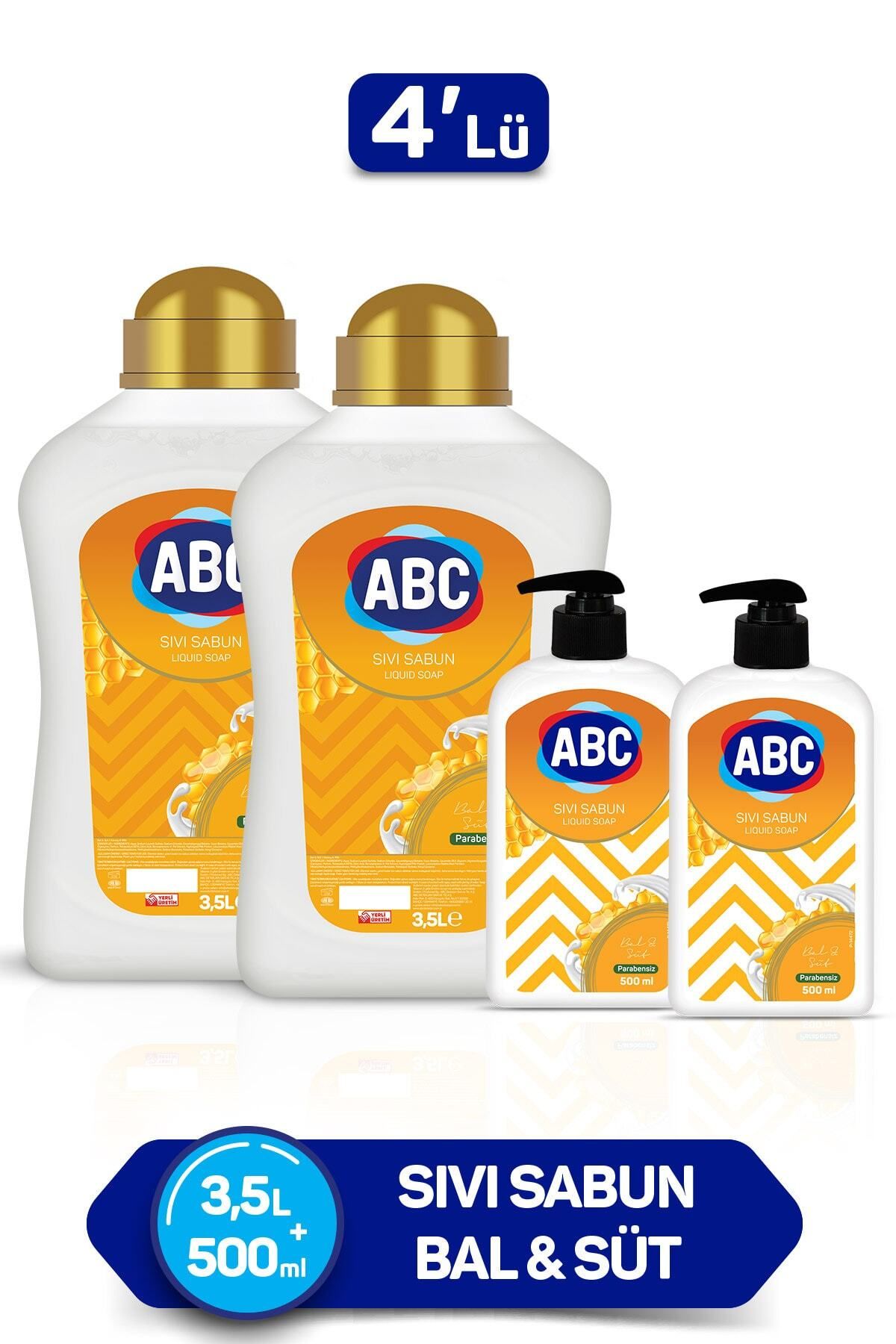 ABC Sıvı Sabun Bal&Süt 3500 ml 2 Adet+Sıvı Sabun Bal&Süt 500 ml 2 Adet