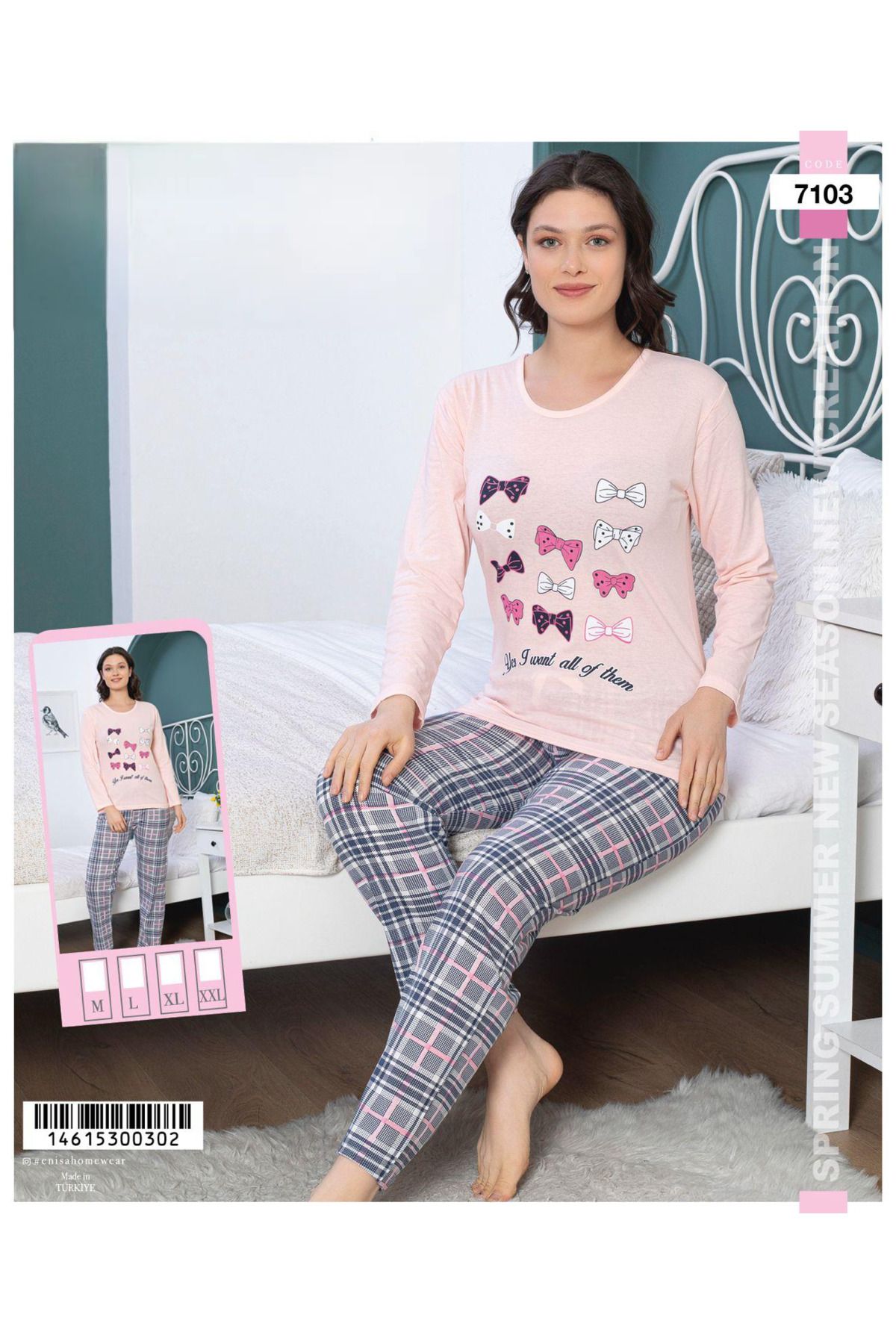 LİLA PİJAMA Pamuklu Penye %100 Pamuklu Pijama Takımı