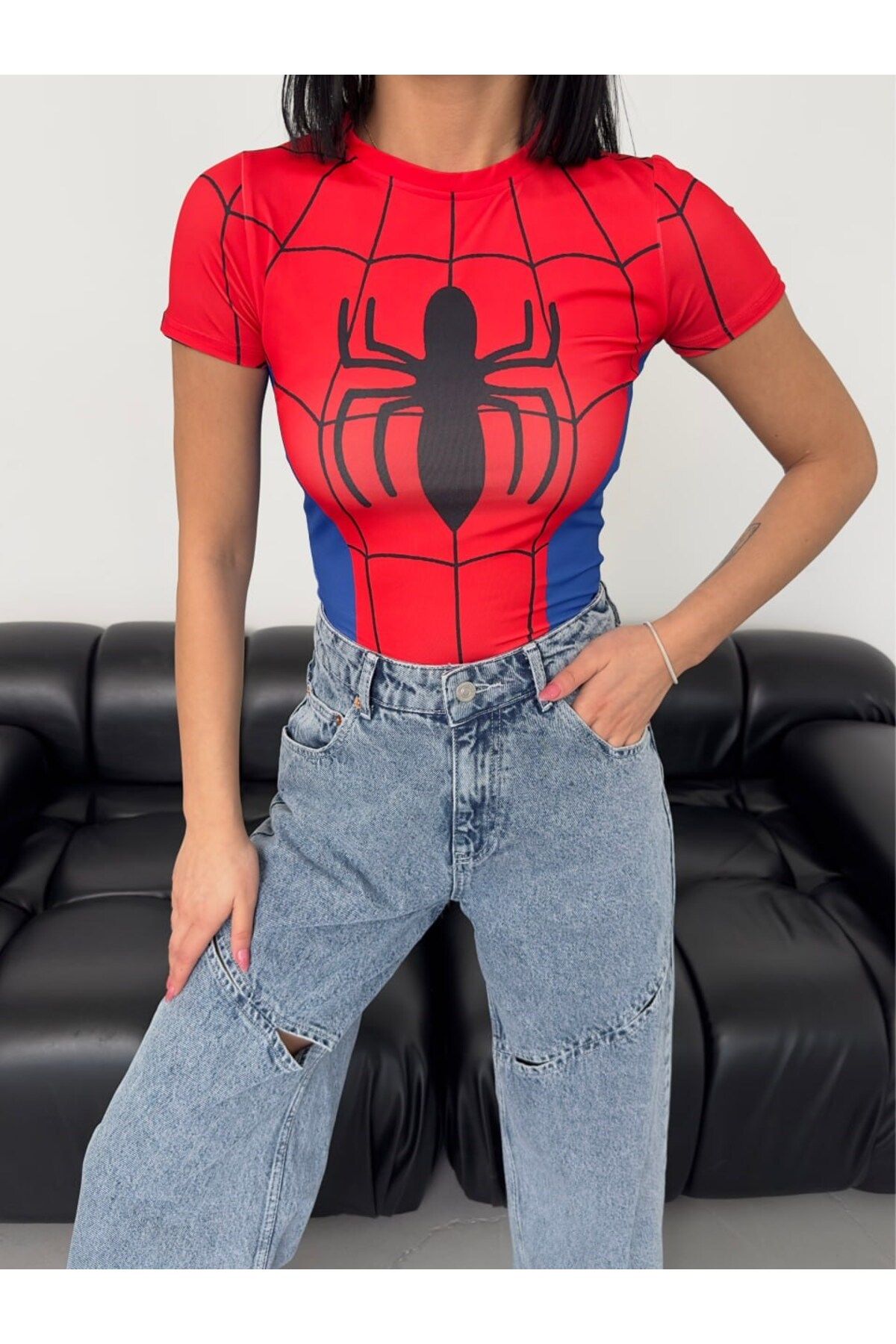 GOSSİP TEAM Cosplay Retro Red-Spider  Body T-Shirt