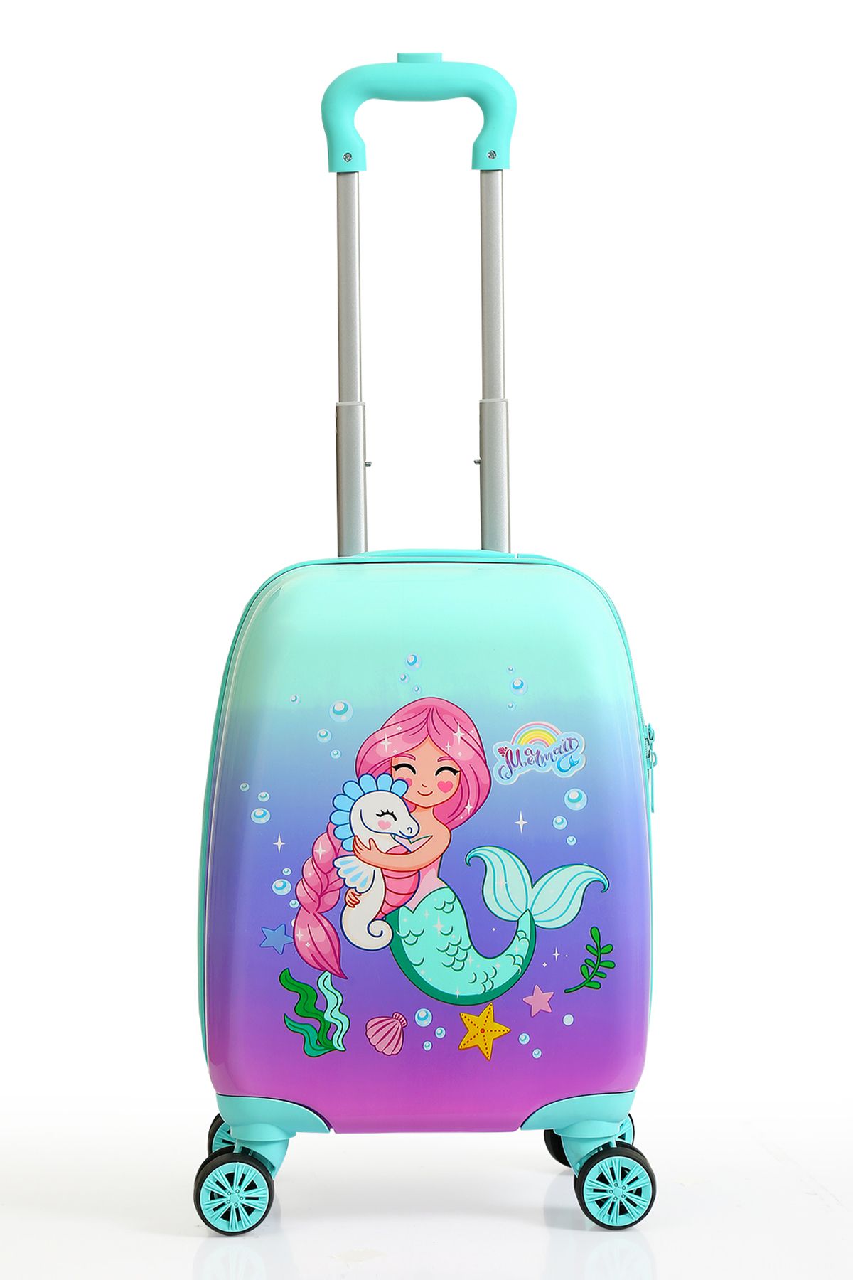 Gedox Kids Su Yeşili Lila Denizkızı Desenli Kız Çocuk Valizi 150