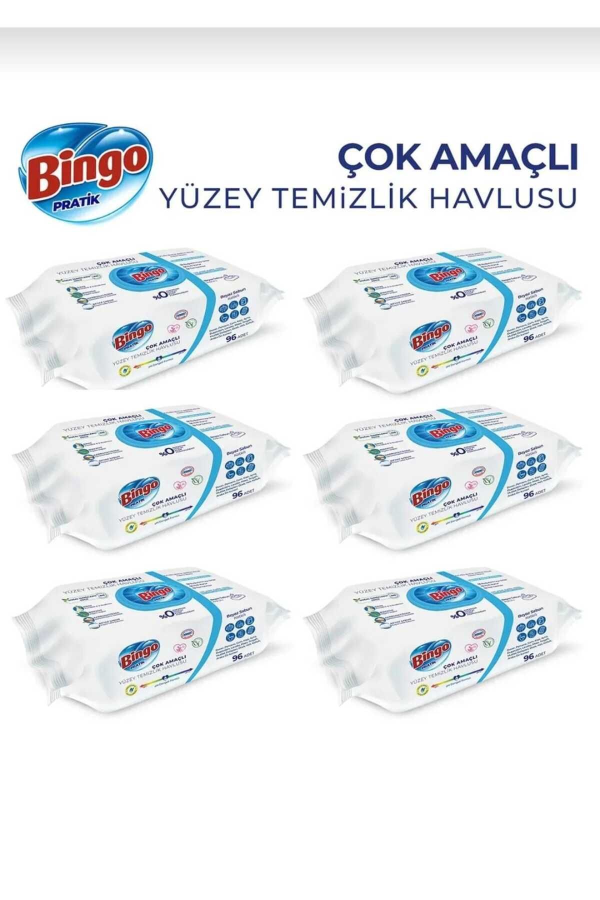 Bingo bingoBingo Beyaz Sabun Katkılı Yüzey Temizlik Havlusu her paket 96 Yaprak toplam 6 paket