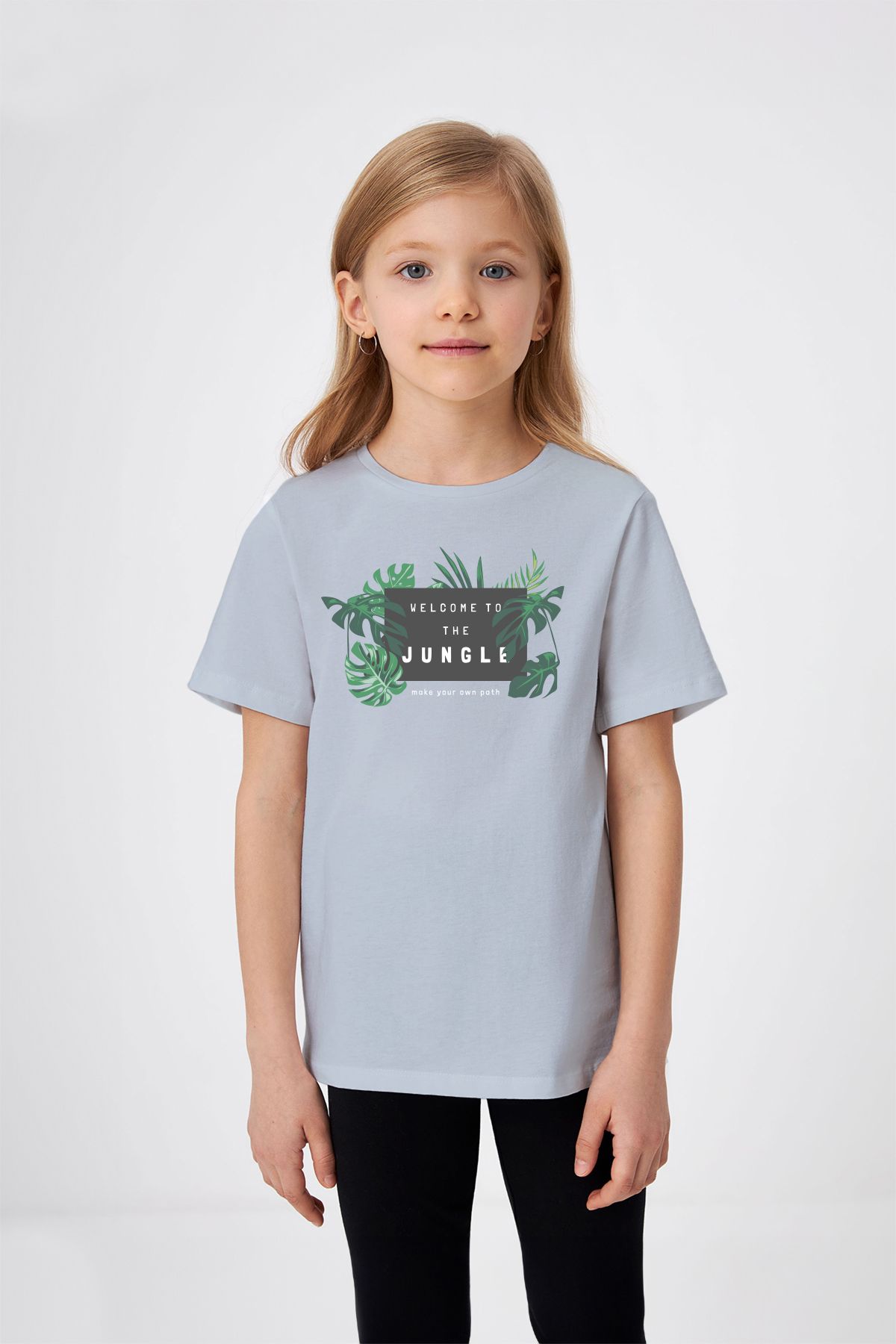 ADABEBEK Welcome to the Jungle Yazılı Orman Baskılı Kız Çocuk Tişört