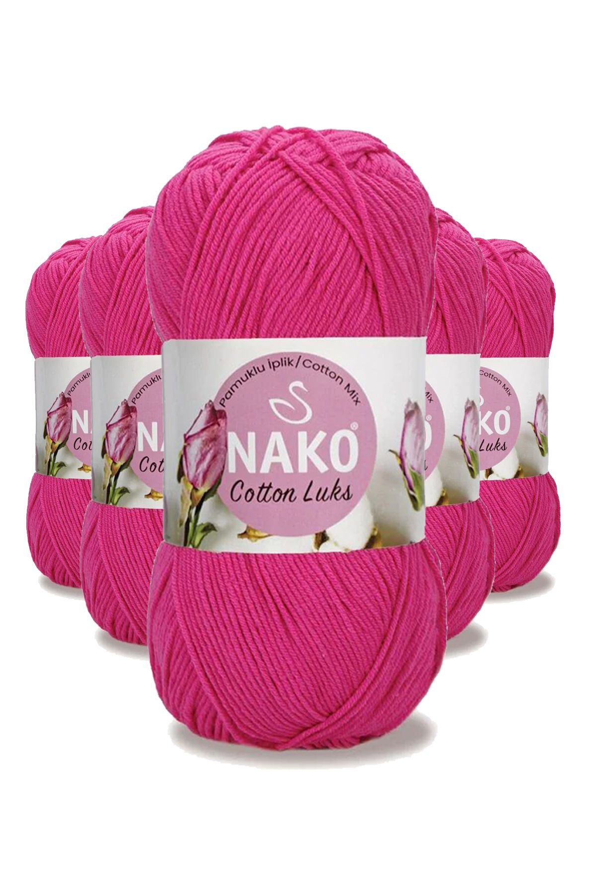 Nako 5 Adet Cotton Lüks Yelek Tunik Kazak Bluz Hırka İpi Yünü Fuşya 97572