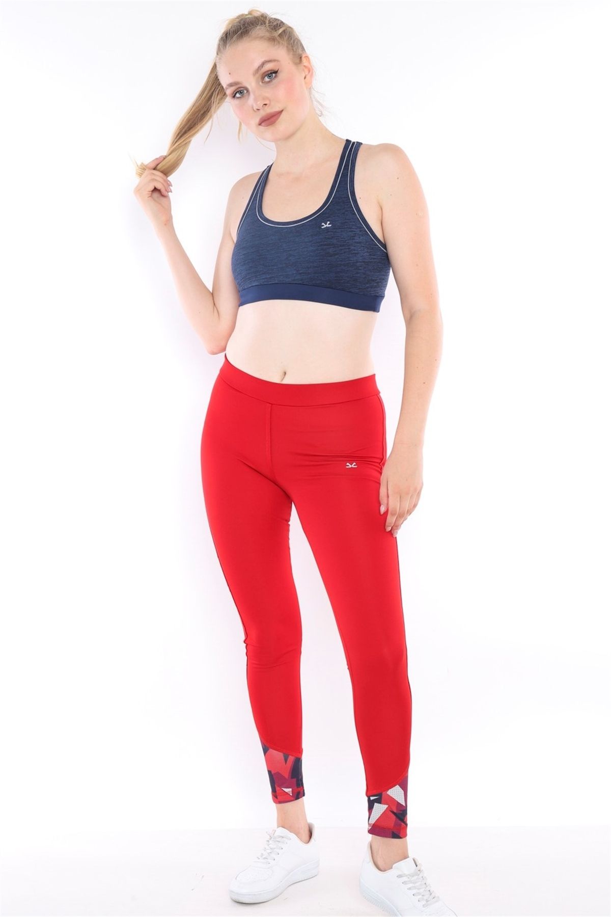 Escetic Kırmızı Kadın Polyester Fitness Slimfit Spor Tayt Bil0010