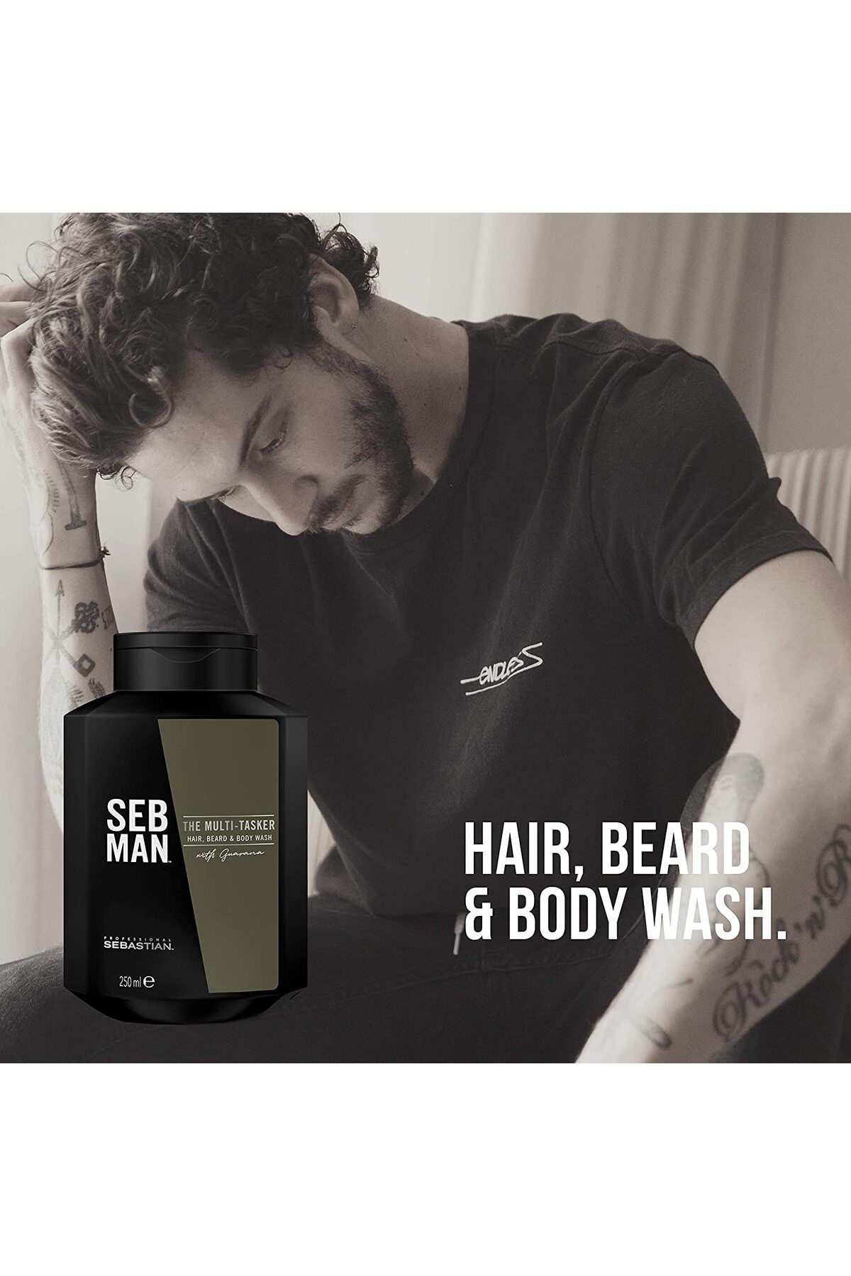 Sebastian SEB MAN The Multitasker 3in1 Hair, Beard & Body Wash Saç Sakal Vücüt Şampuanı-250ml-8,5fl.oz/gems4sa