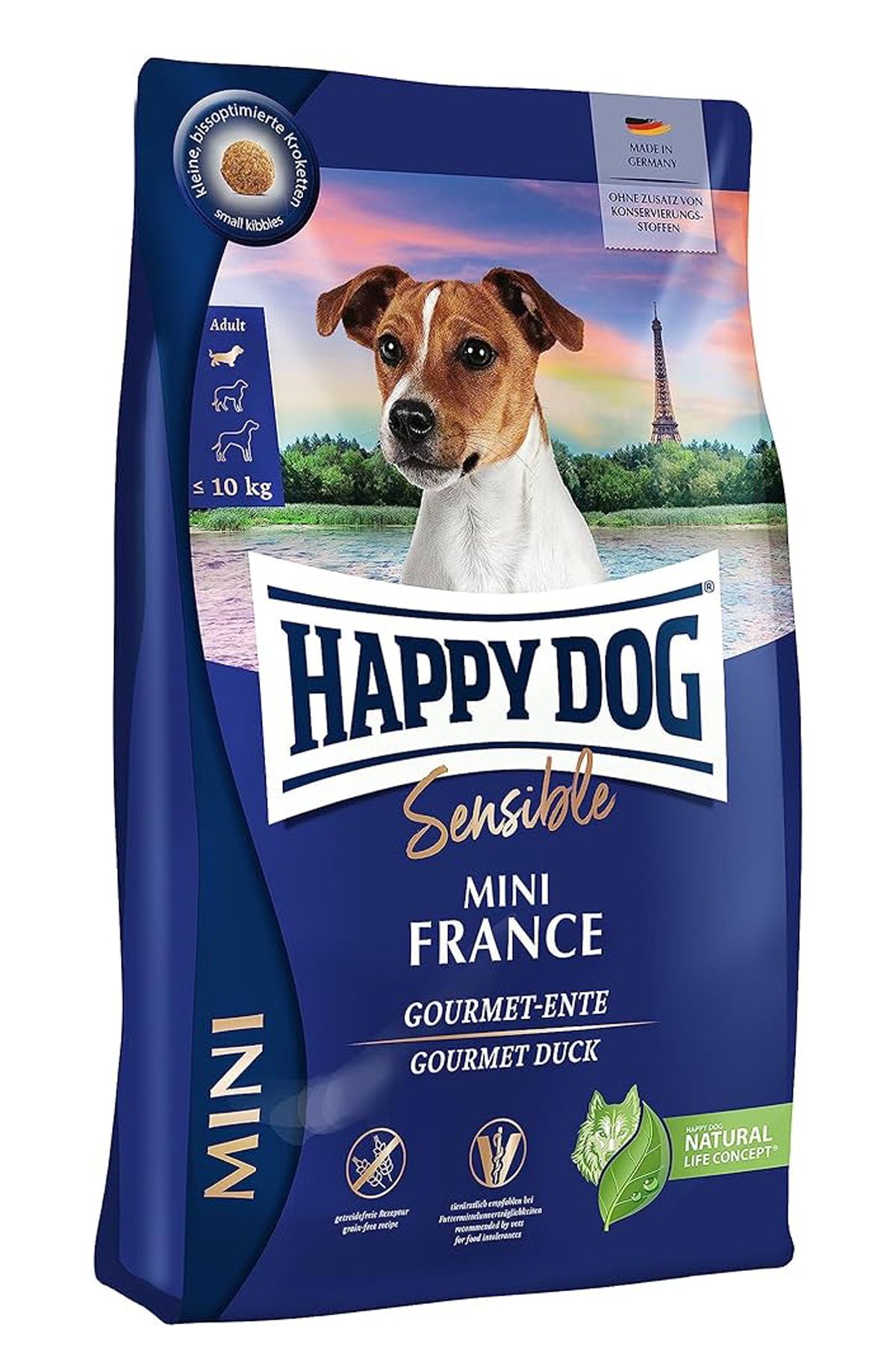 Happy Dog Sensible France Hassas Mide Yapısına Sahip Tahılsız Ördekli Küçük Irk Yetişkin Köpek Maması 4kg