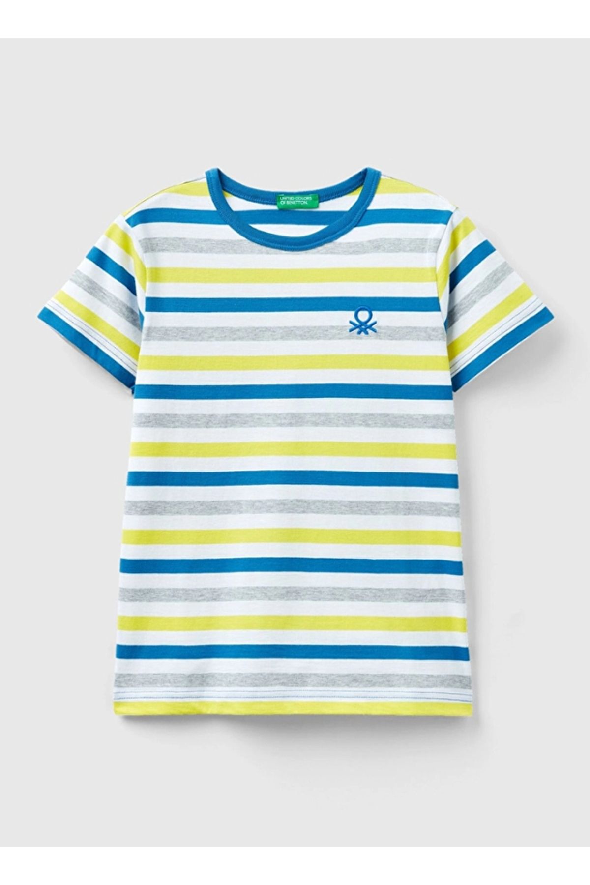 Benetton Mavi - Beyaz Erkek Çocuk T-Shirt 3EJGC10H4