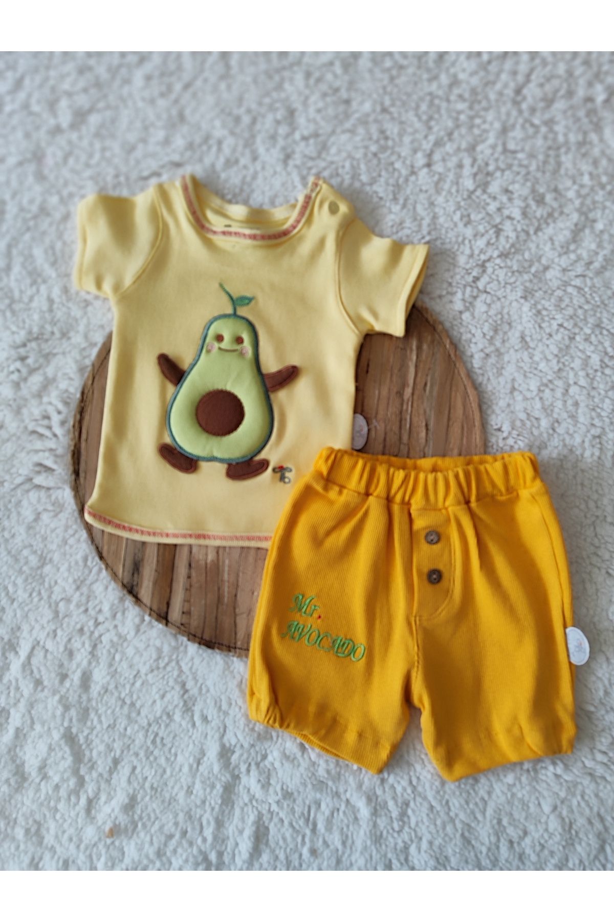 Tomuycuk 2'li Erkek Bebek Çocuk Takım Sarı Yazlık Bebek Takımları Kıyafetleri Bebek Giyim