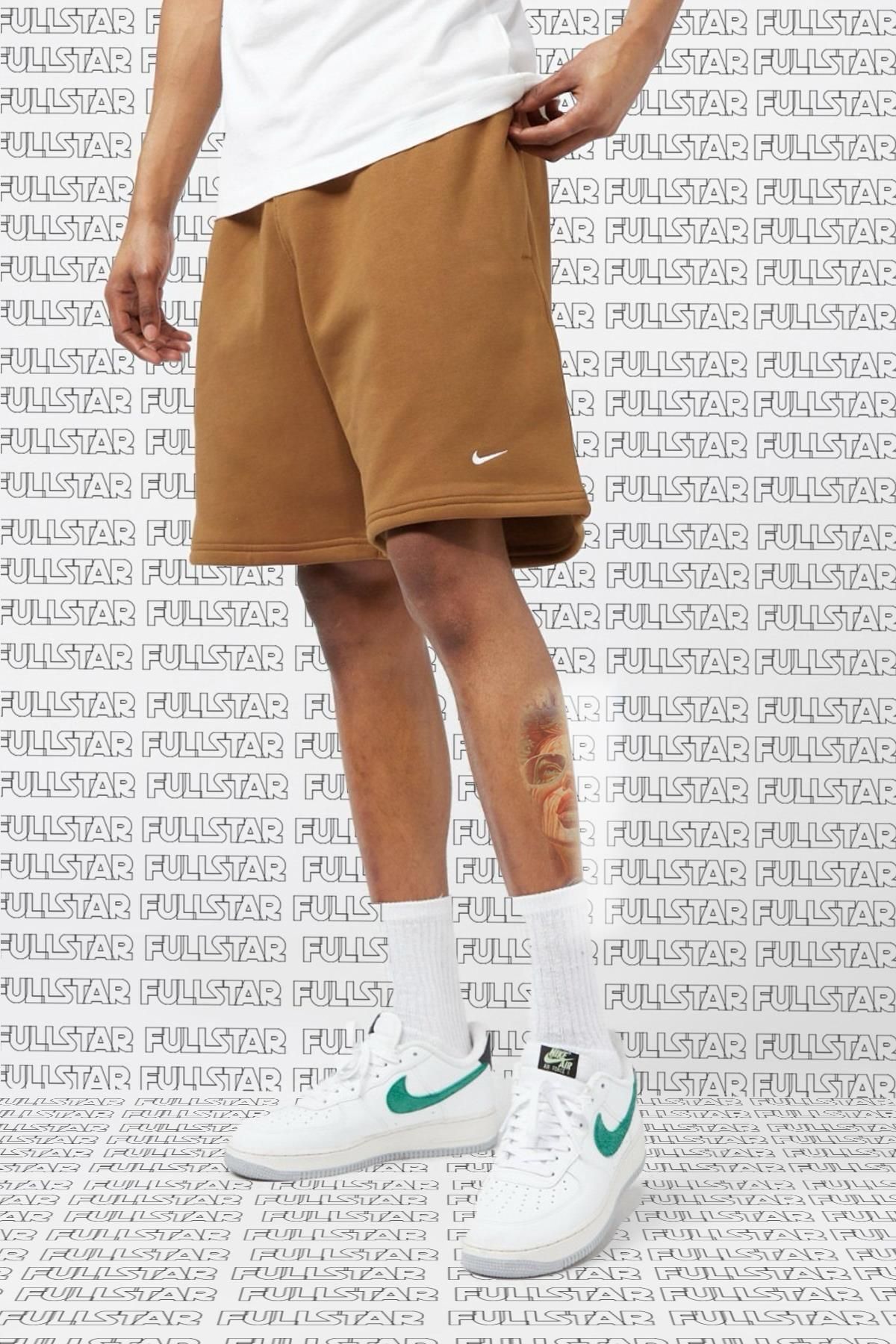 Nike Solo Swoosh Oversize Fit Unisex Shorts Bol Kesim Şardonlu Kalın Şort Kahverengi