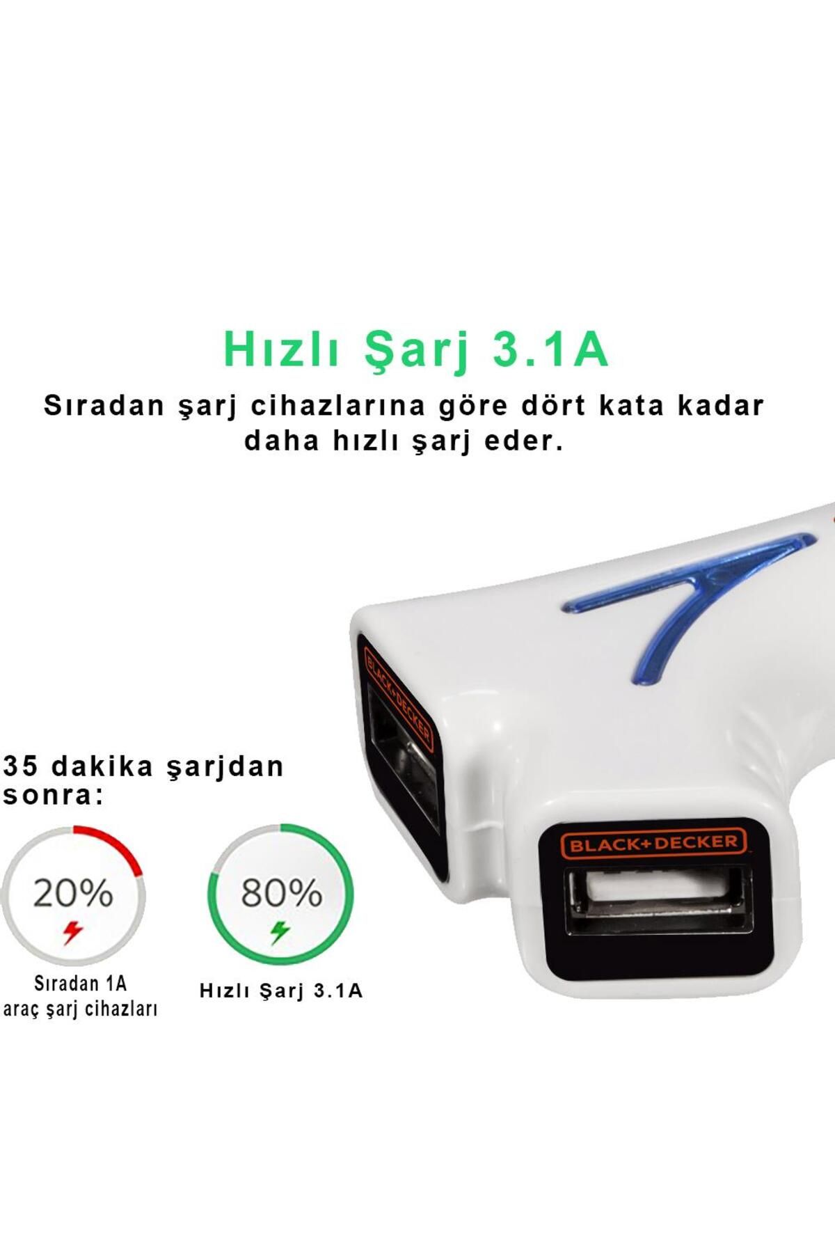 Genel Markalar Pıusb2be 3.1 Amper Çift Çıkışlı Usb Araç Şarj Cihazı