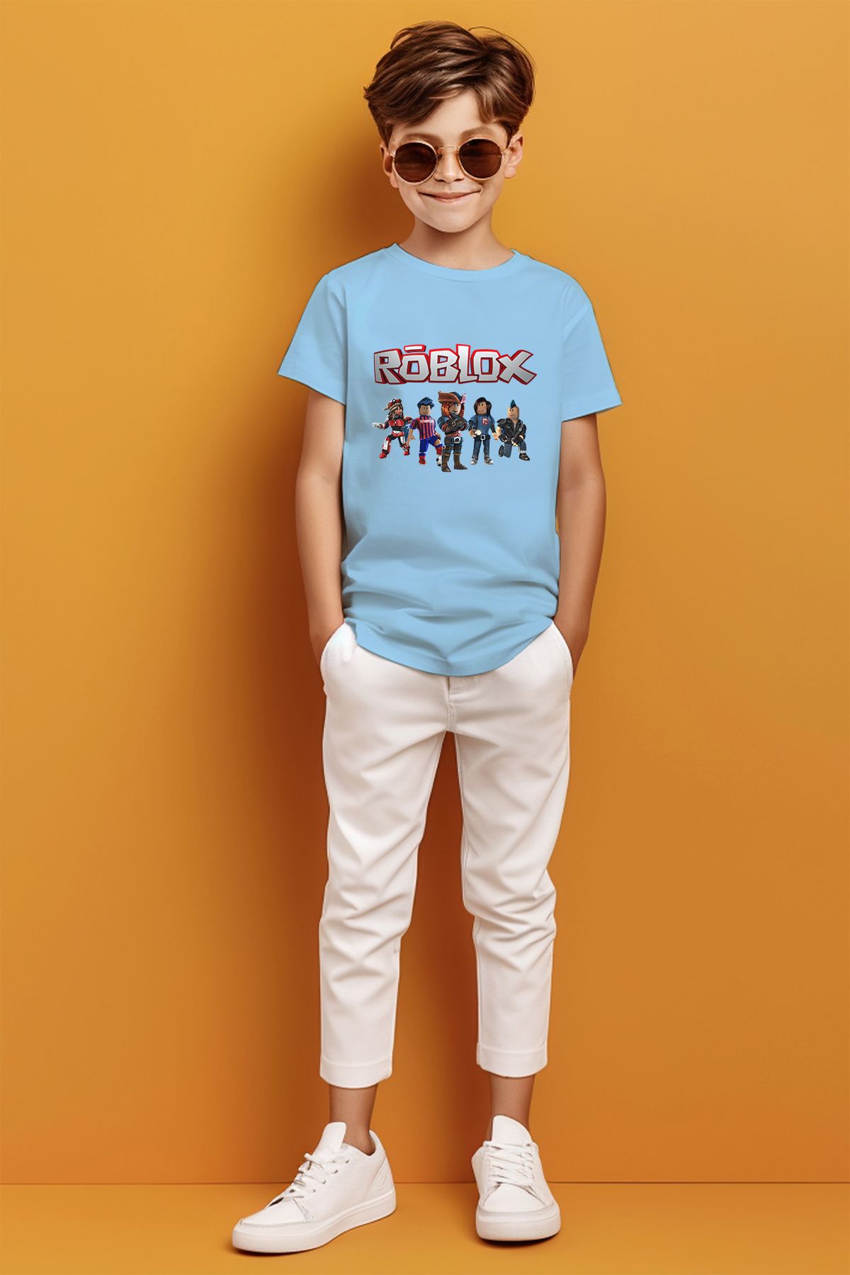 ADABEBEK Roblox Baskılı Oyun Temalı Erkek Çocuk Tişört
