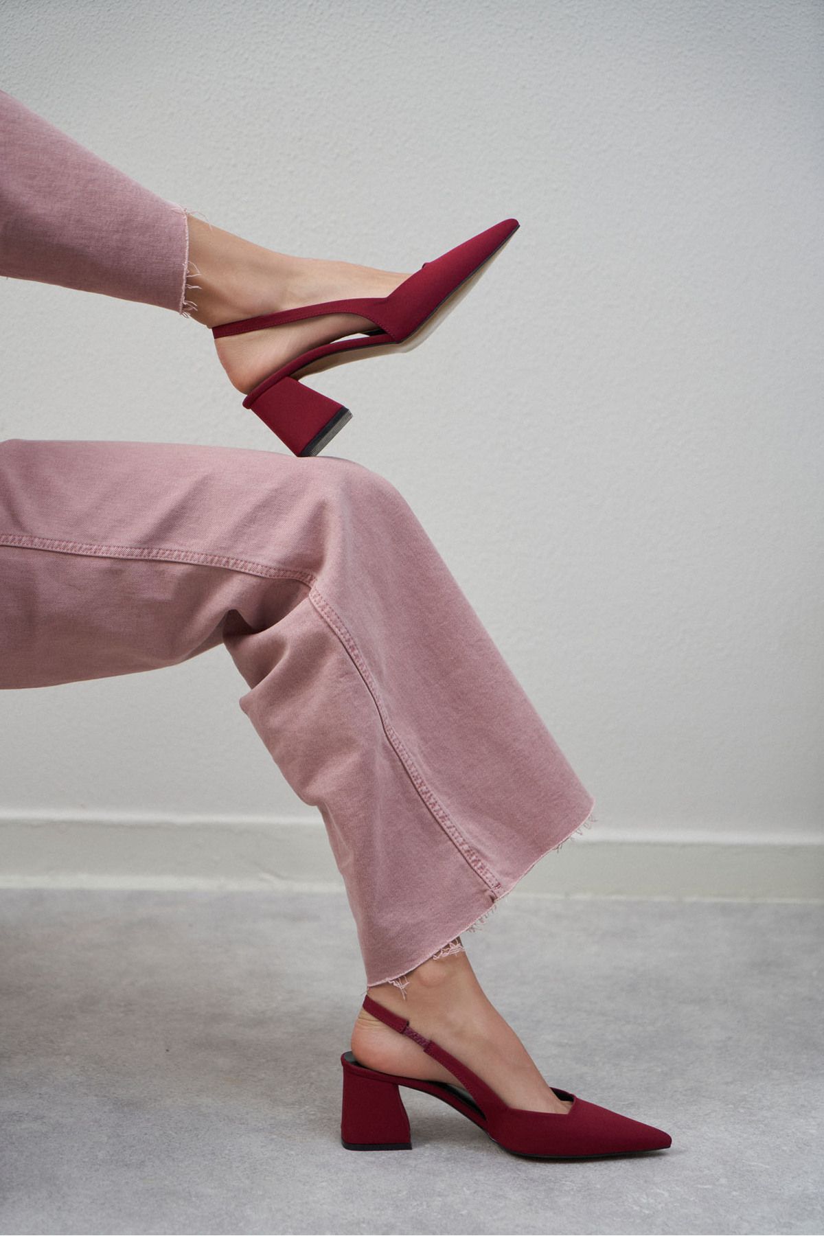 NİŞANTAŞI SHOES Trudy Bordo Mat Saten Bilek Bağlı Kadın Topuklu Ayakkabı