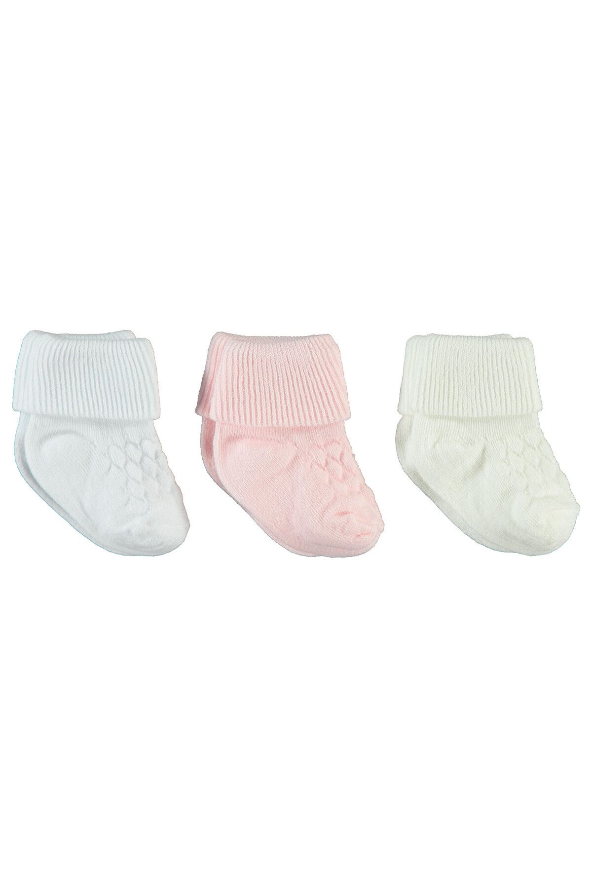 Civil Baby Kız Bebek 3'lü Çorap Set 0-6 Ay Pembe