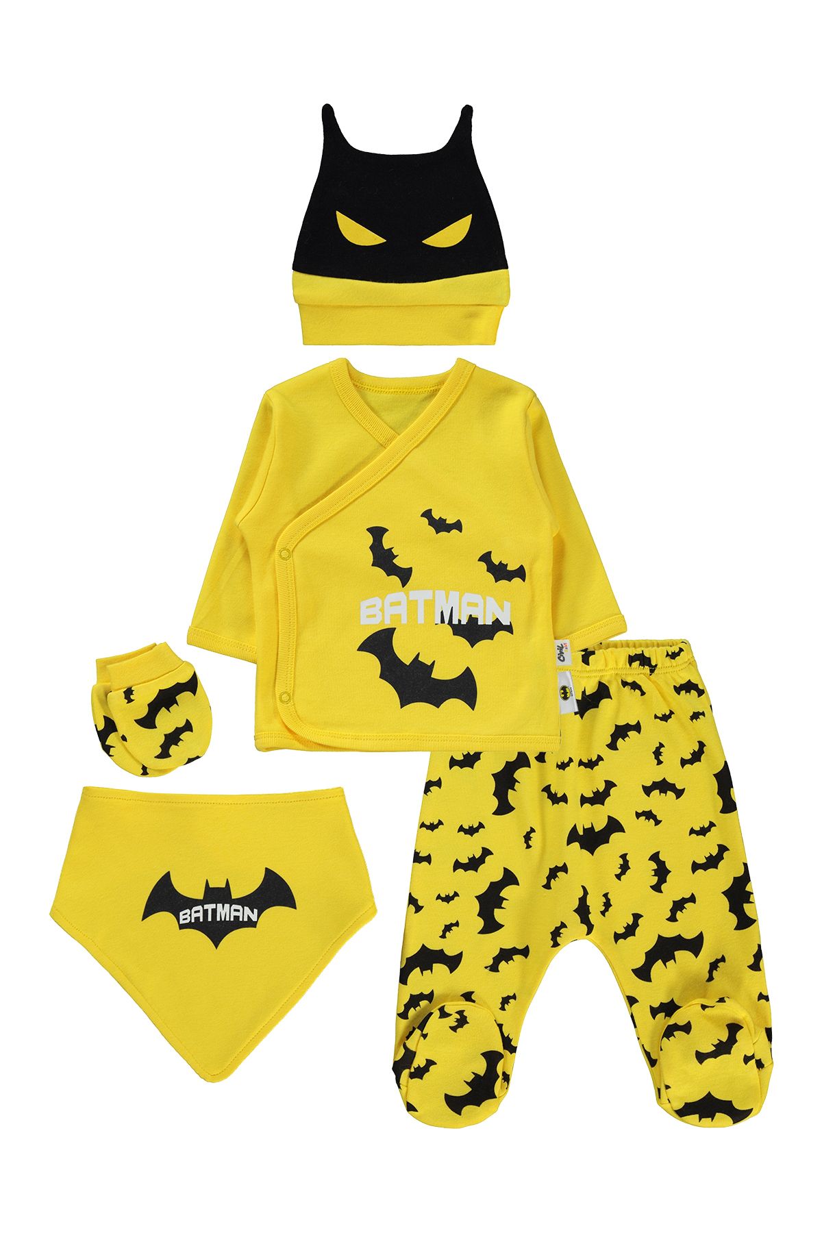 Batman Erkek Bebek 5'li Zıbın Takımı Sarı