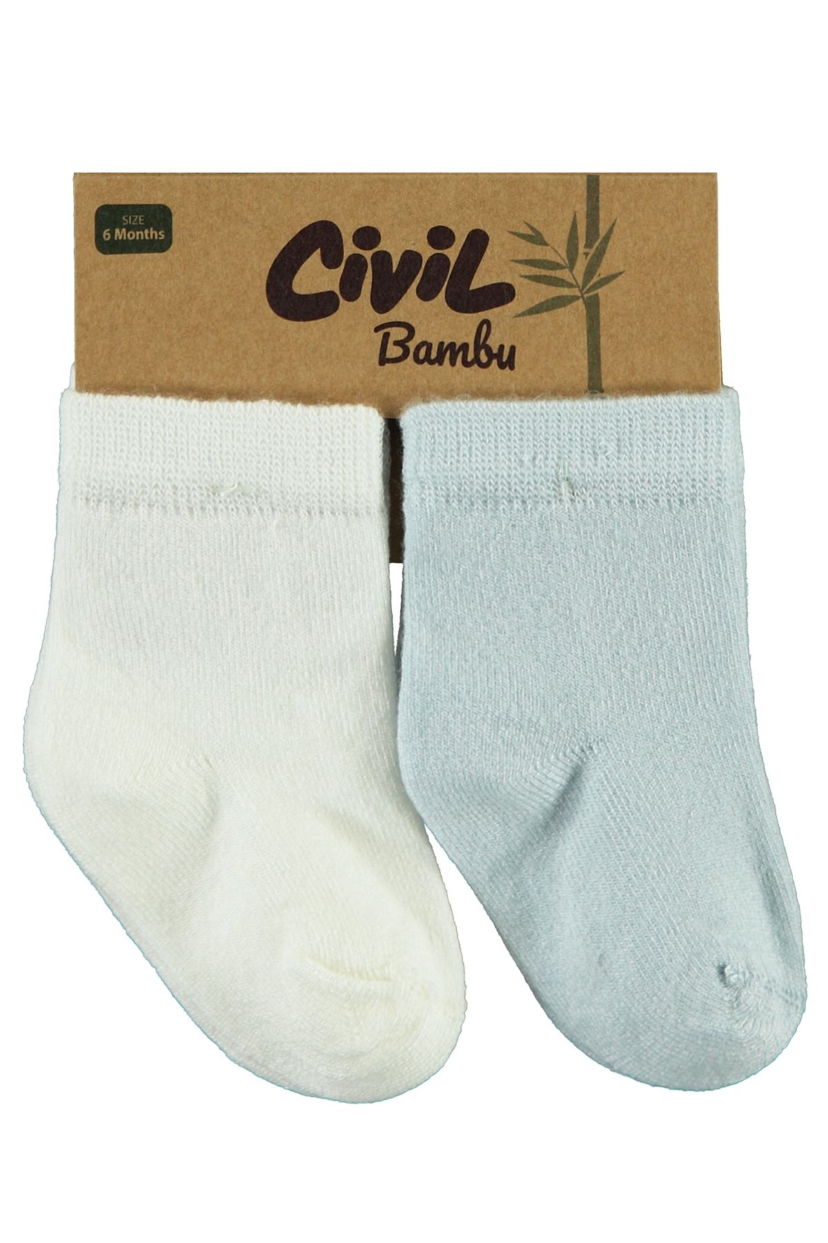 Civil Baby Bebek 2'li Bambu Çorap Set 6-18 Ay Ekru-mavi